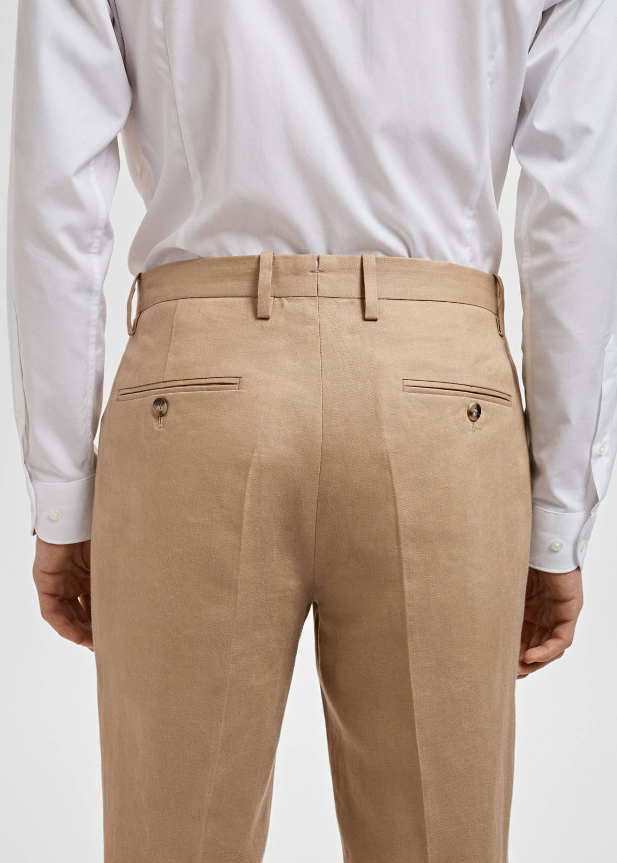 Amalfi 100% linen slim-fit suit trousers — Beige