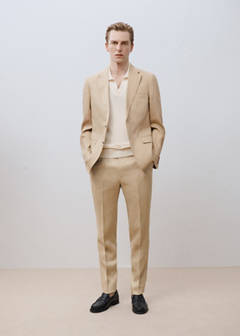 Amalfi 100% linen slim-fit suit trousers — Beige 7