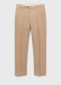 Amalfi 100% linen slim-fit suit trousers — Beige 8