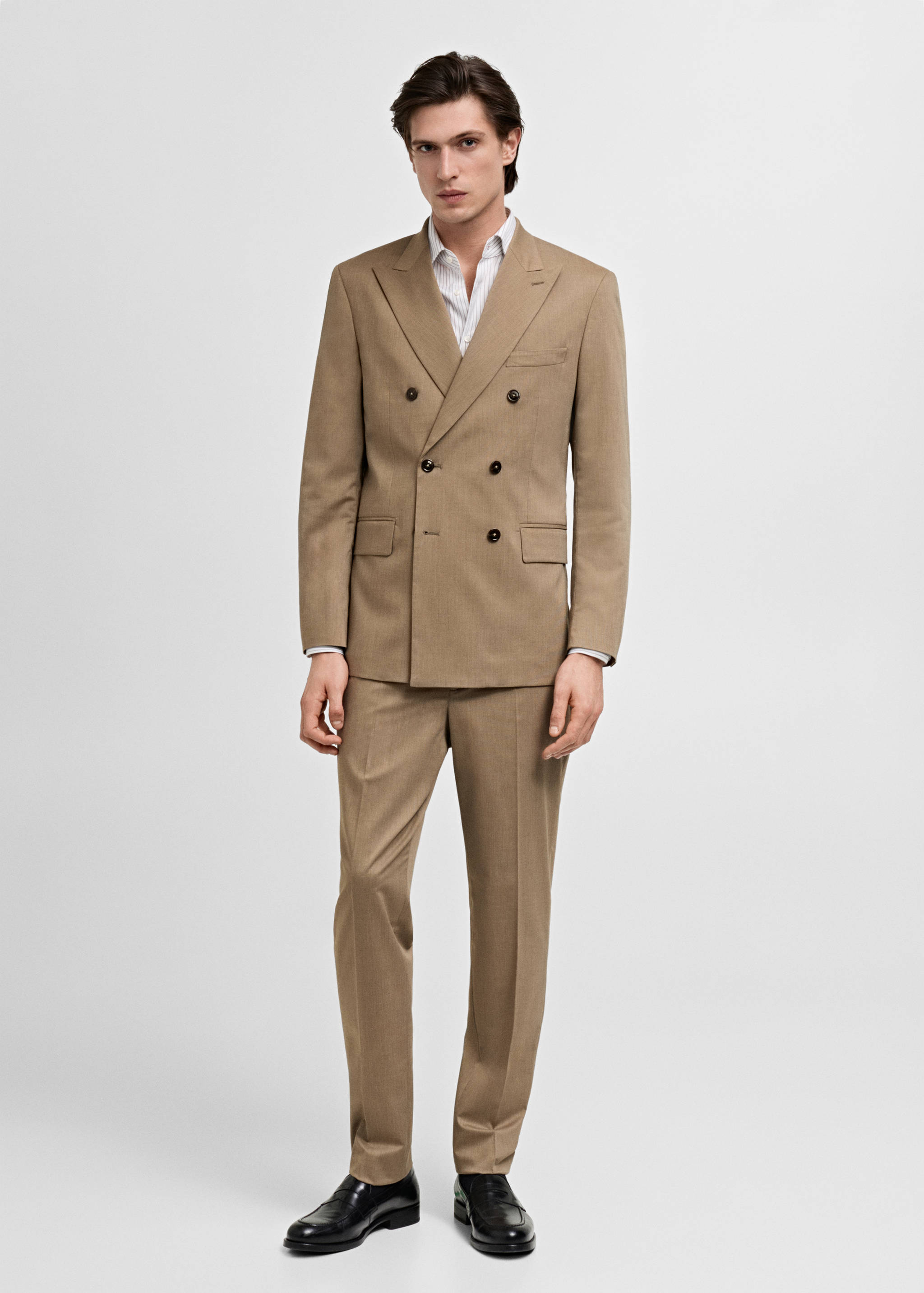 Monaco double-breasted slim-fit suit jacket - General plane