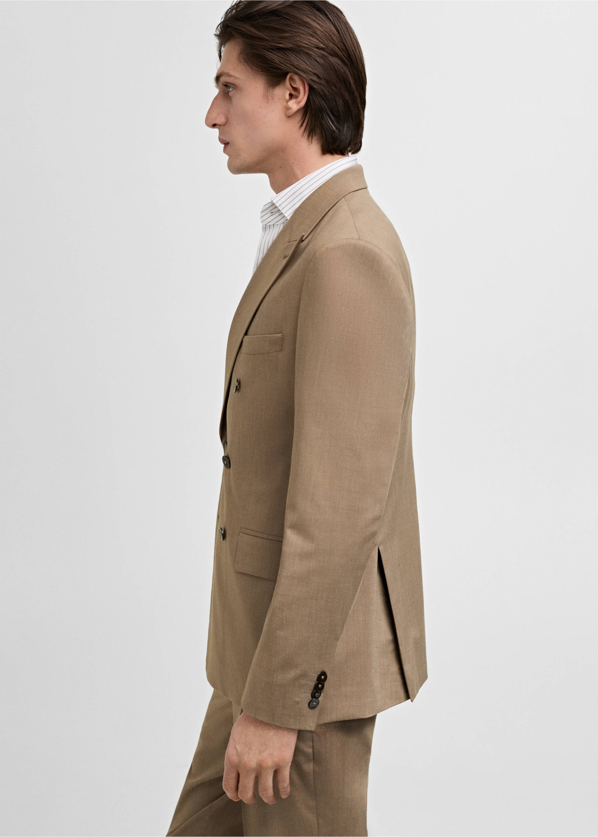 Camel double-breasted suit jacket in a tailored fit., Medium Brown. Ref: 87025929-00.