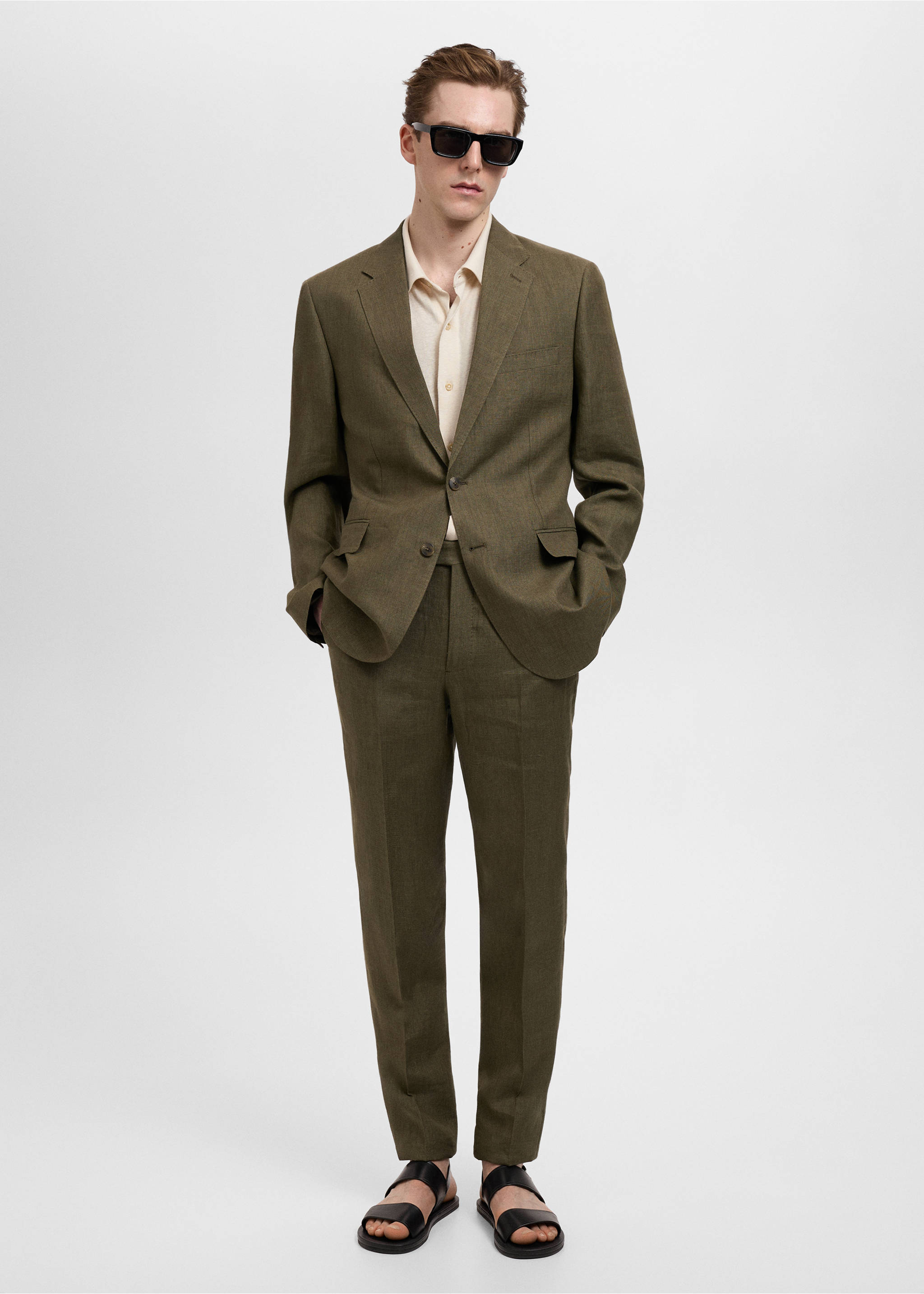 Amalfi 100% linen slim-fit suit blazer - General plane, Khaki. Ref: 87025930-00.