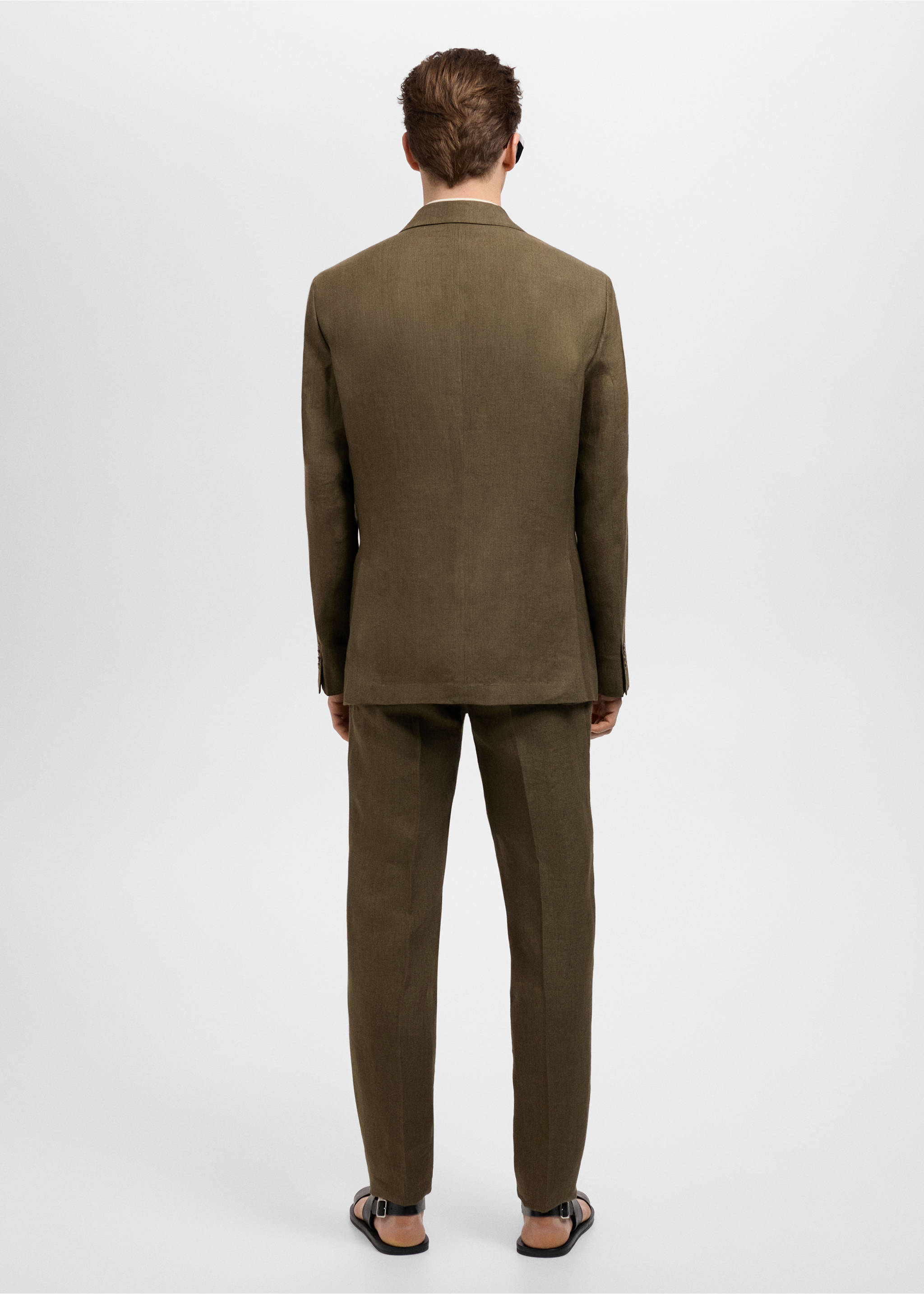Amalfi 100% linen slim-fit suit blazer - Reverse of the article, Khaki. Ref: 87025930-00.