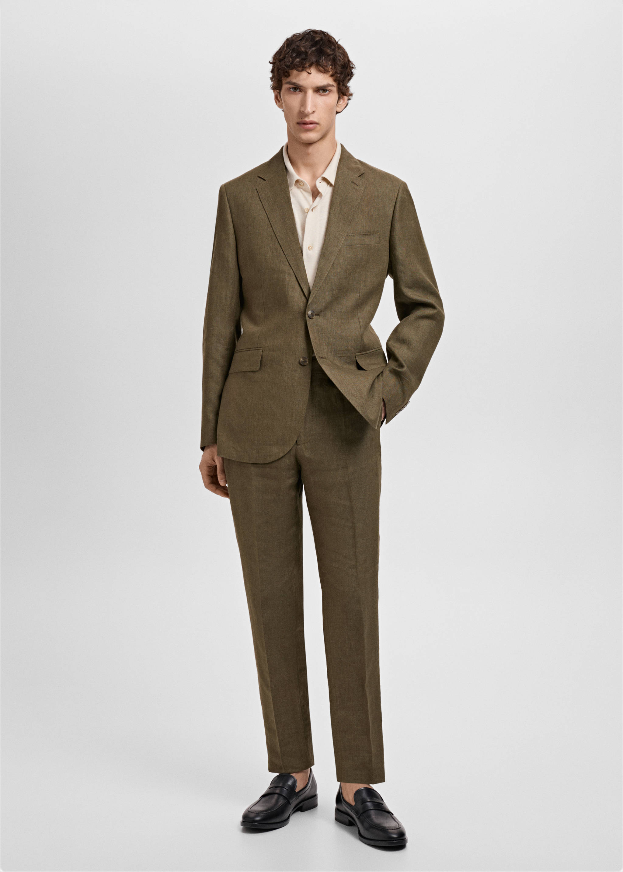 Amalfi 100% linen slim-fit suit jacket - General plane