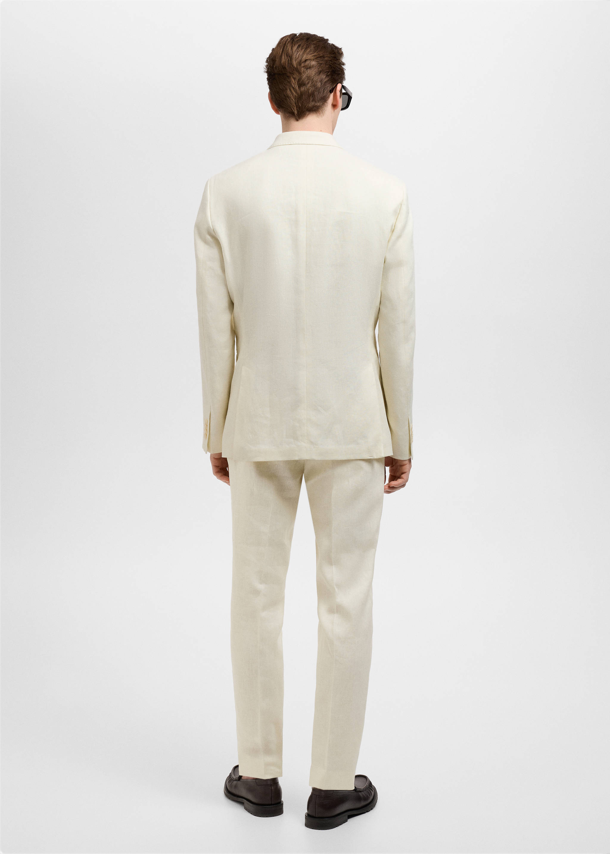 أمالفي 100٪ كتان ضيق بقصة مزدوجة الصدر - الجهة الخلفية للمنتج