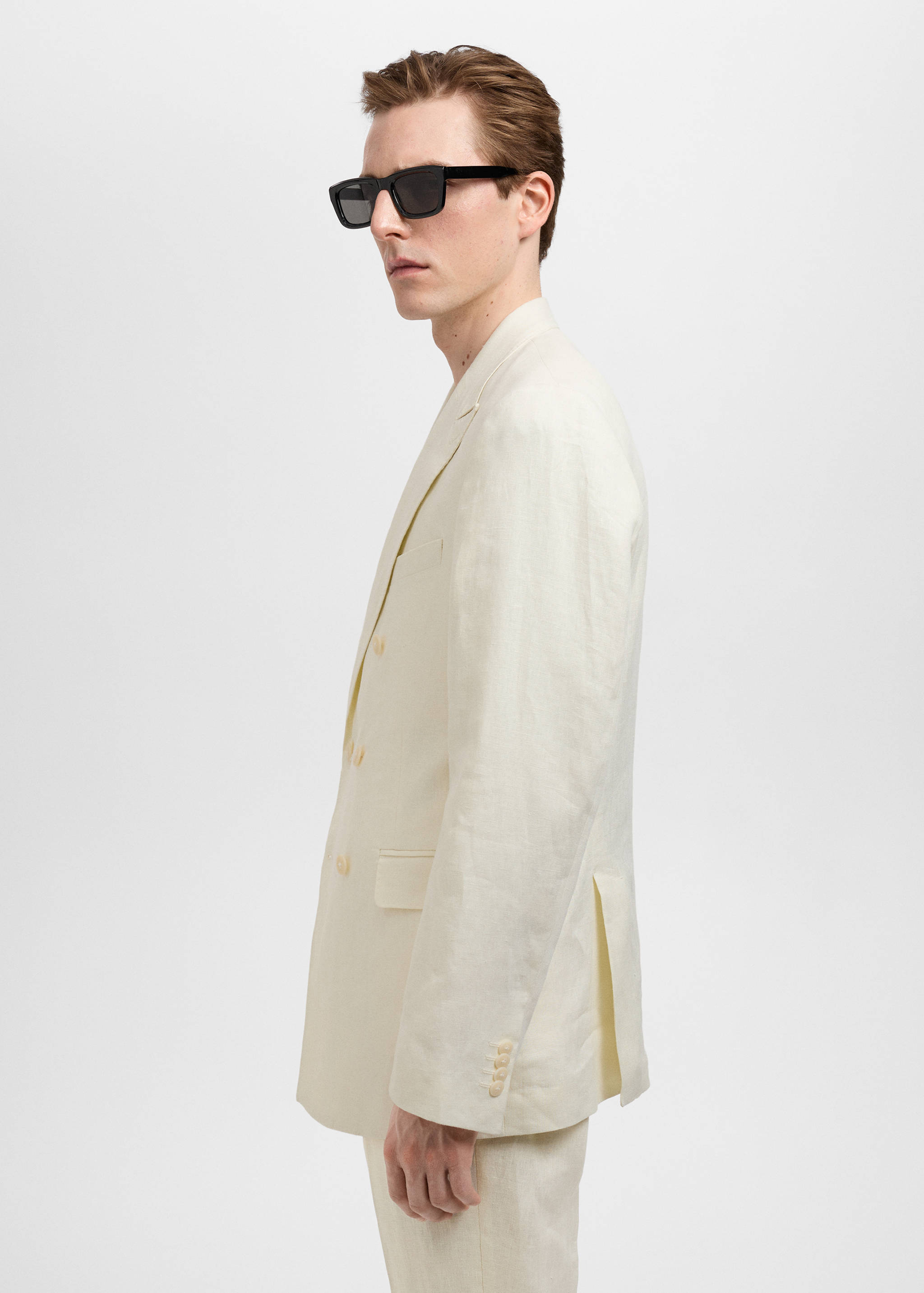 أمالفي 100٪ كتان ضيق بقصة مزدوجة الصدر - تفاصيل المنتج 2