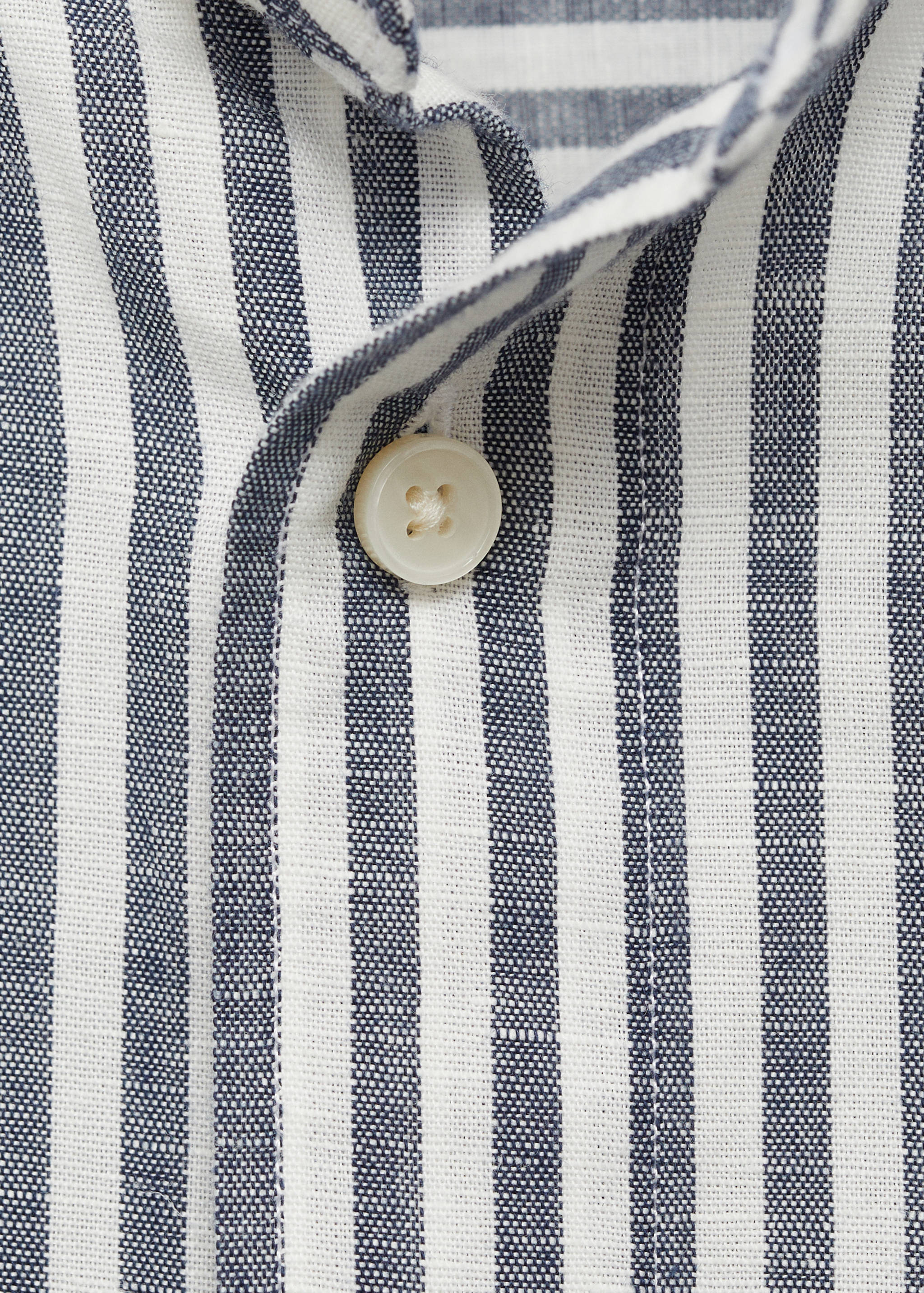 Striped mandarin-collar linen shirt - Details of the article 8