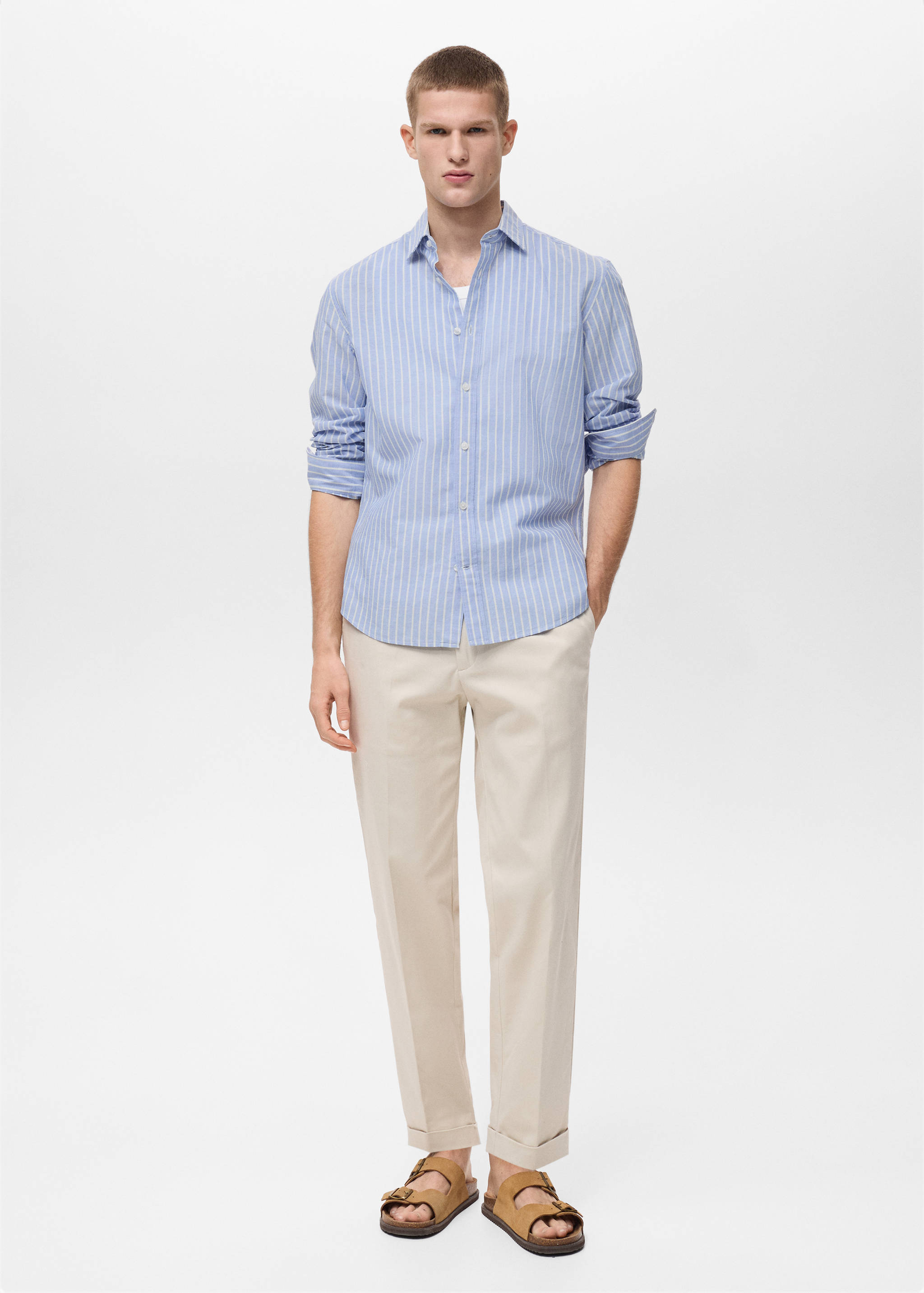 Striped cotton linen shirt - General plane