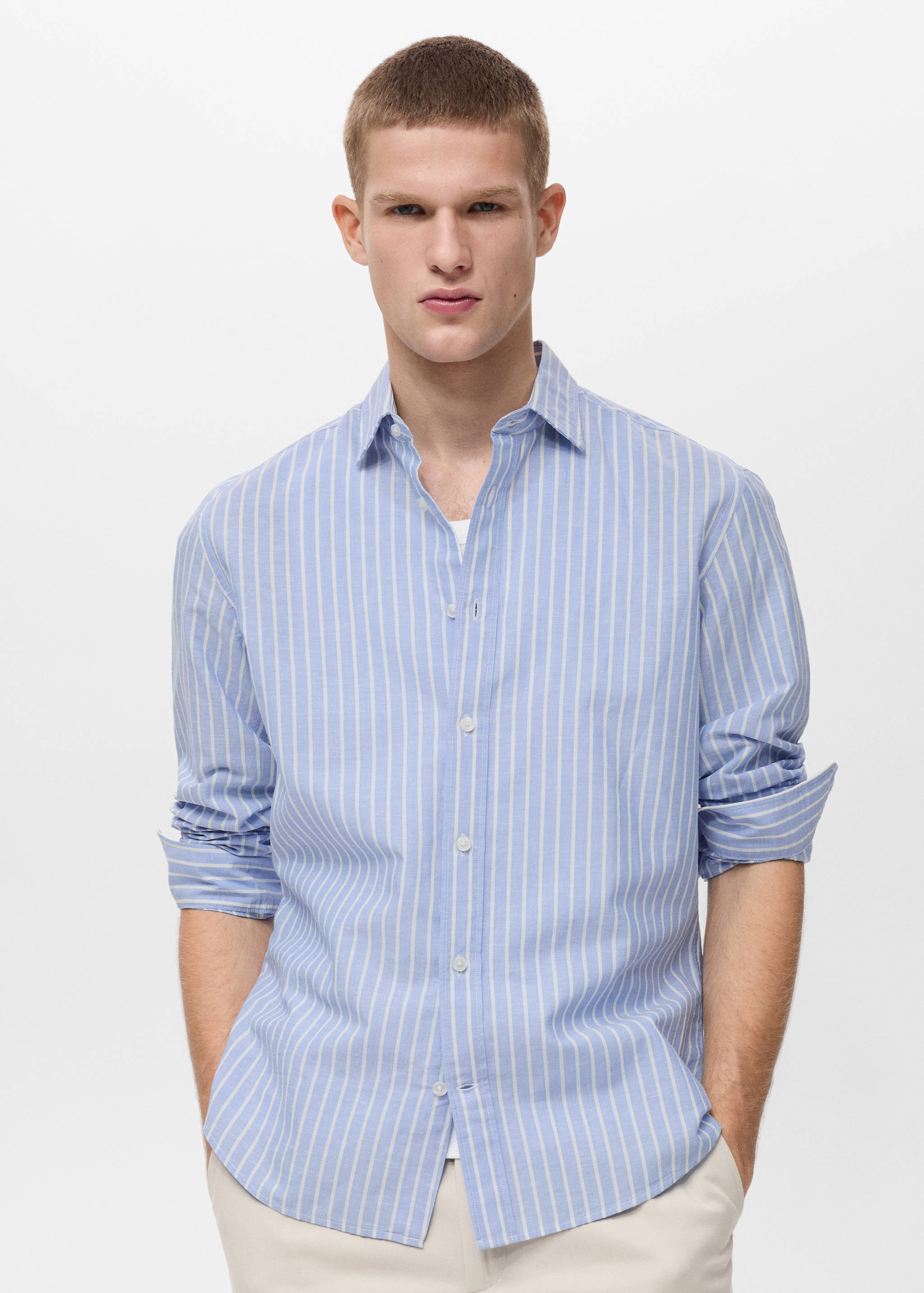 Striped cotton linen shirt - Medium plane