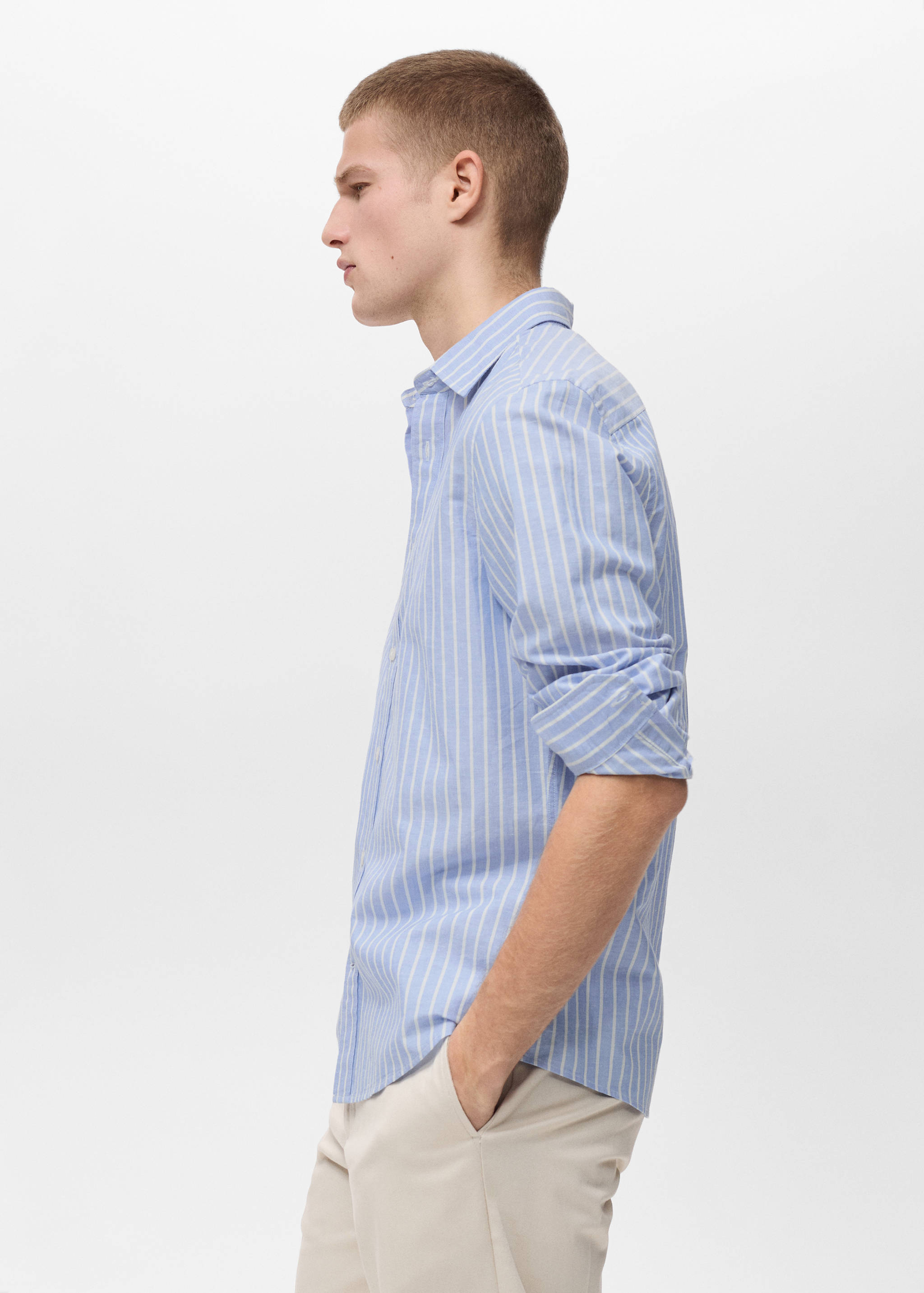 Striped cotton linen shirt - Details of the article 2