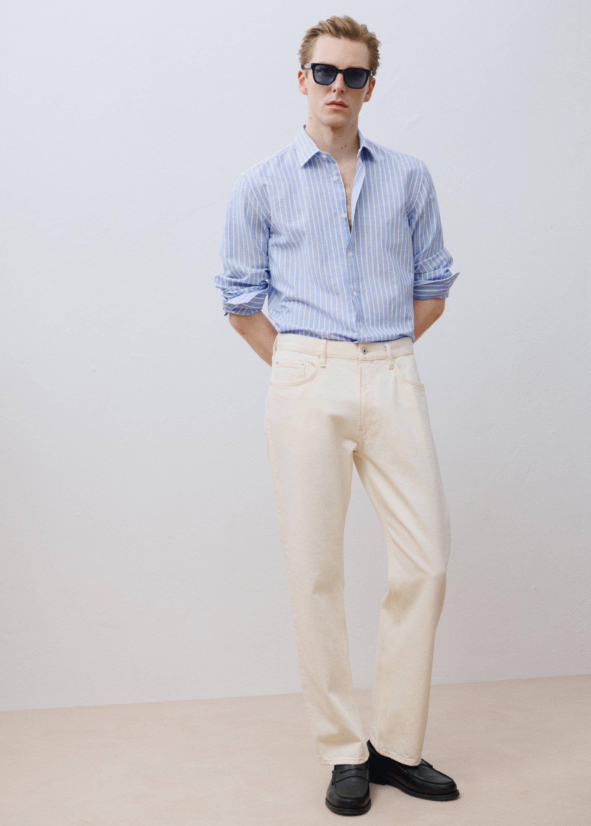 Striped cotton linen shirt - Details of the article 3