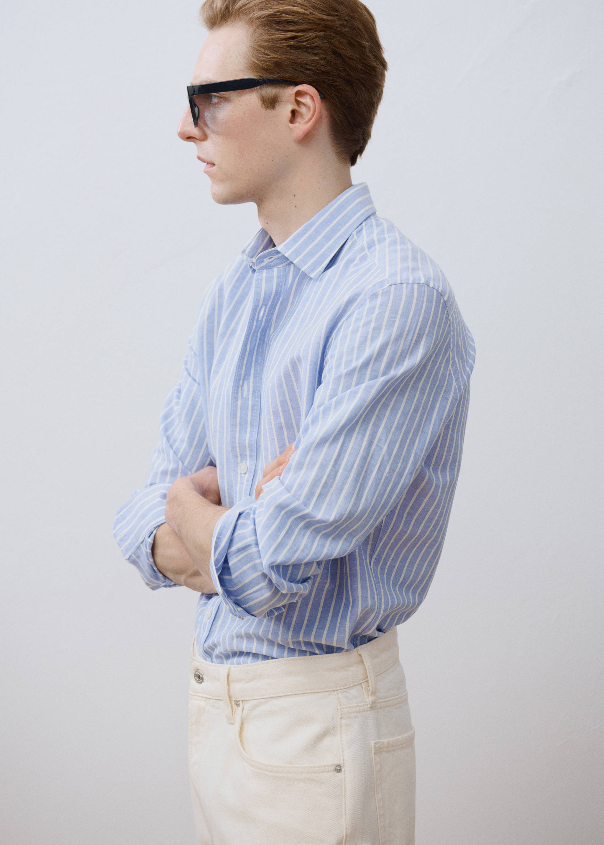 Striped cotton linen shirt - Details of the article 5