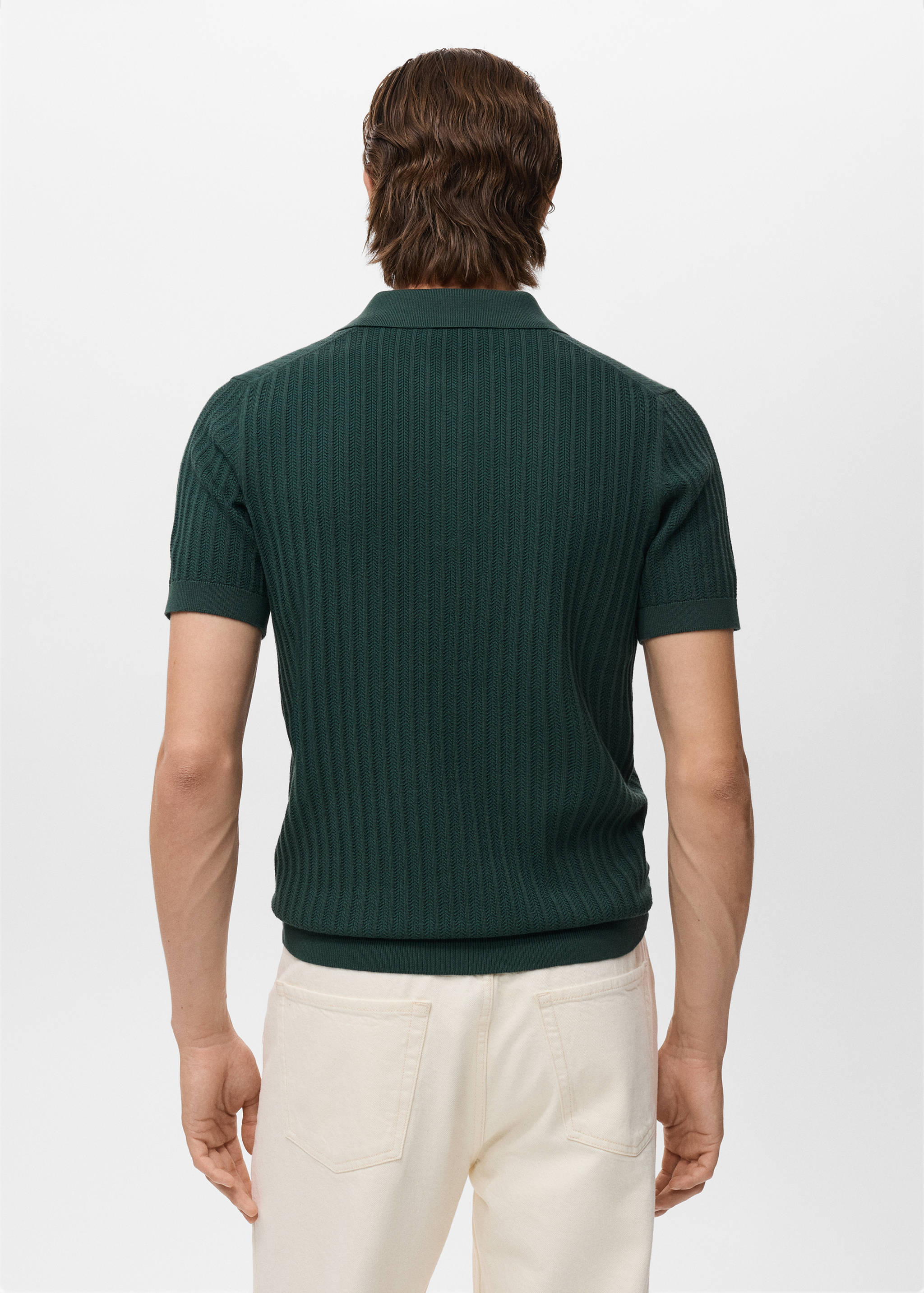 Fine-knit herringbone polo shirt - Reverse of the article