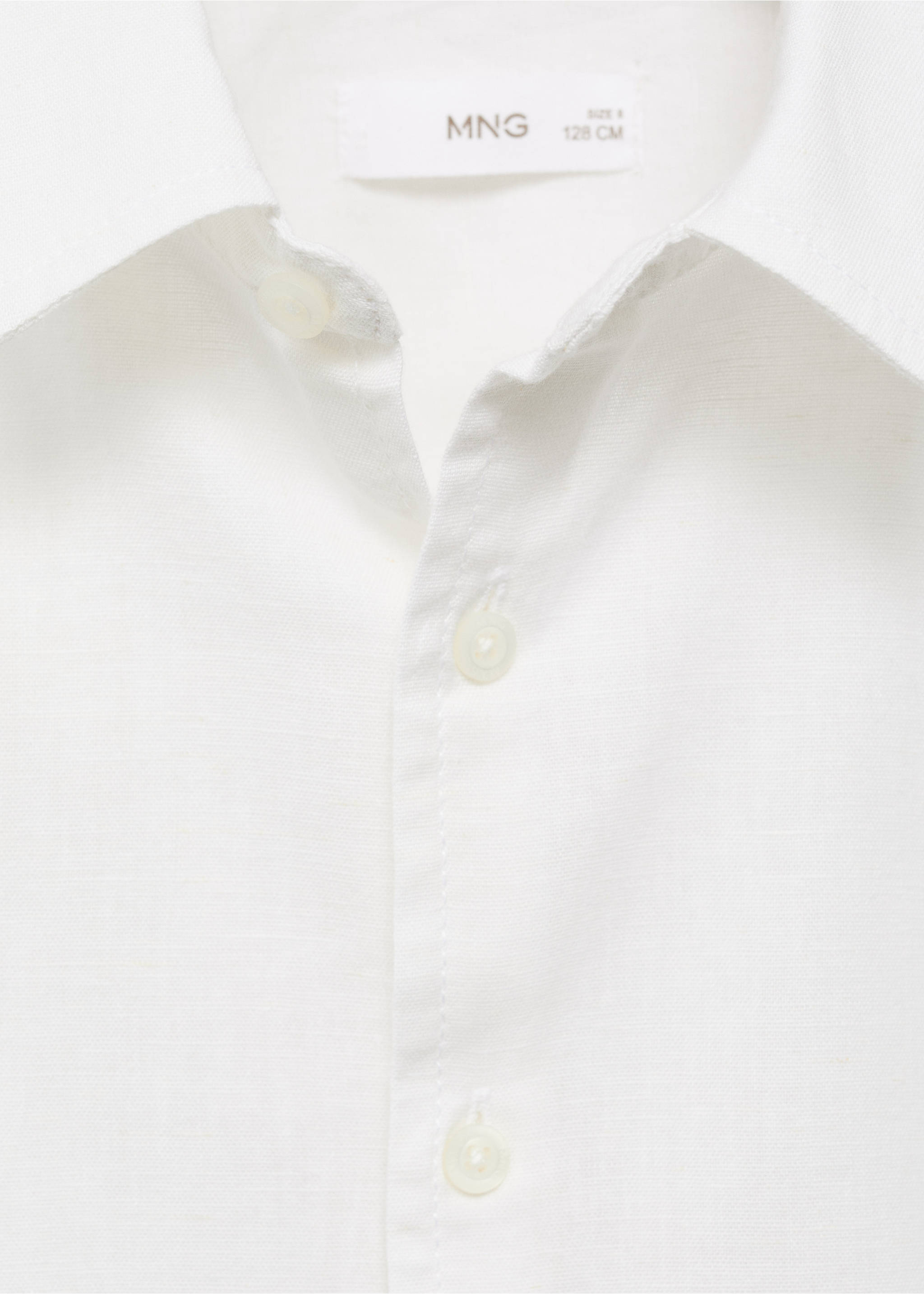 Camisa algodón y lino - Detalle del artículo 8, Blanco roto. Ref: 87025942-00.