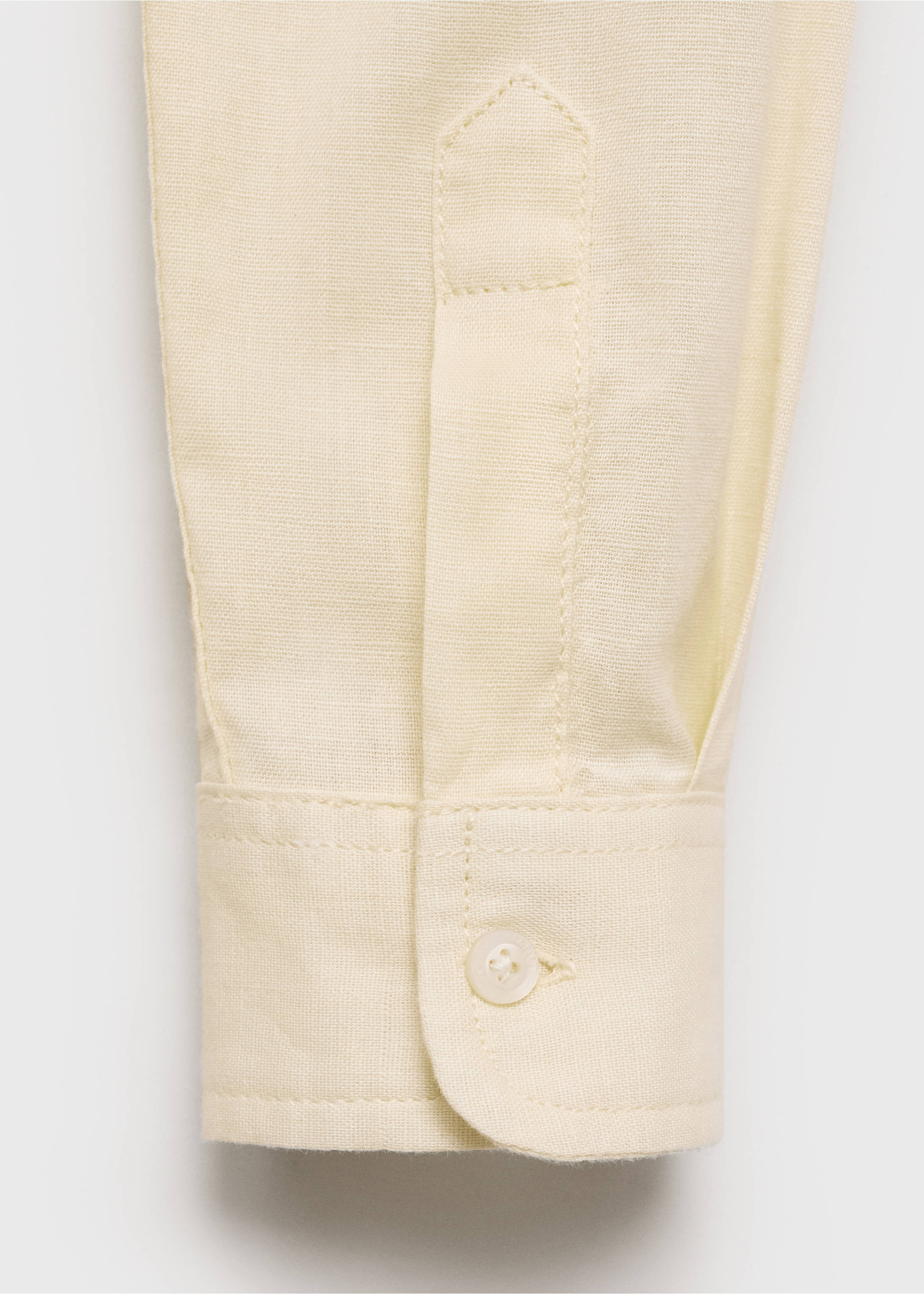 Cotton and linen shirt - Details of the article 0, Pastel Yellow. Ref: 87025942-00.