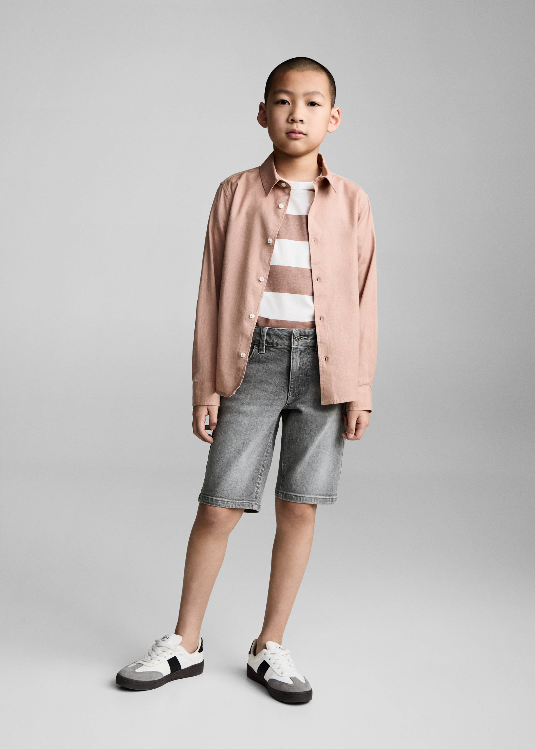 Cotton and linen shirt - General plane, Nude. Ref: 87025942-00.