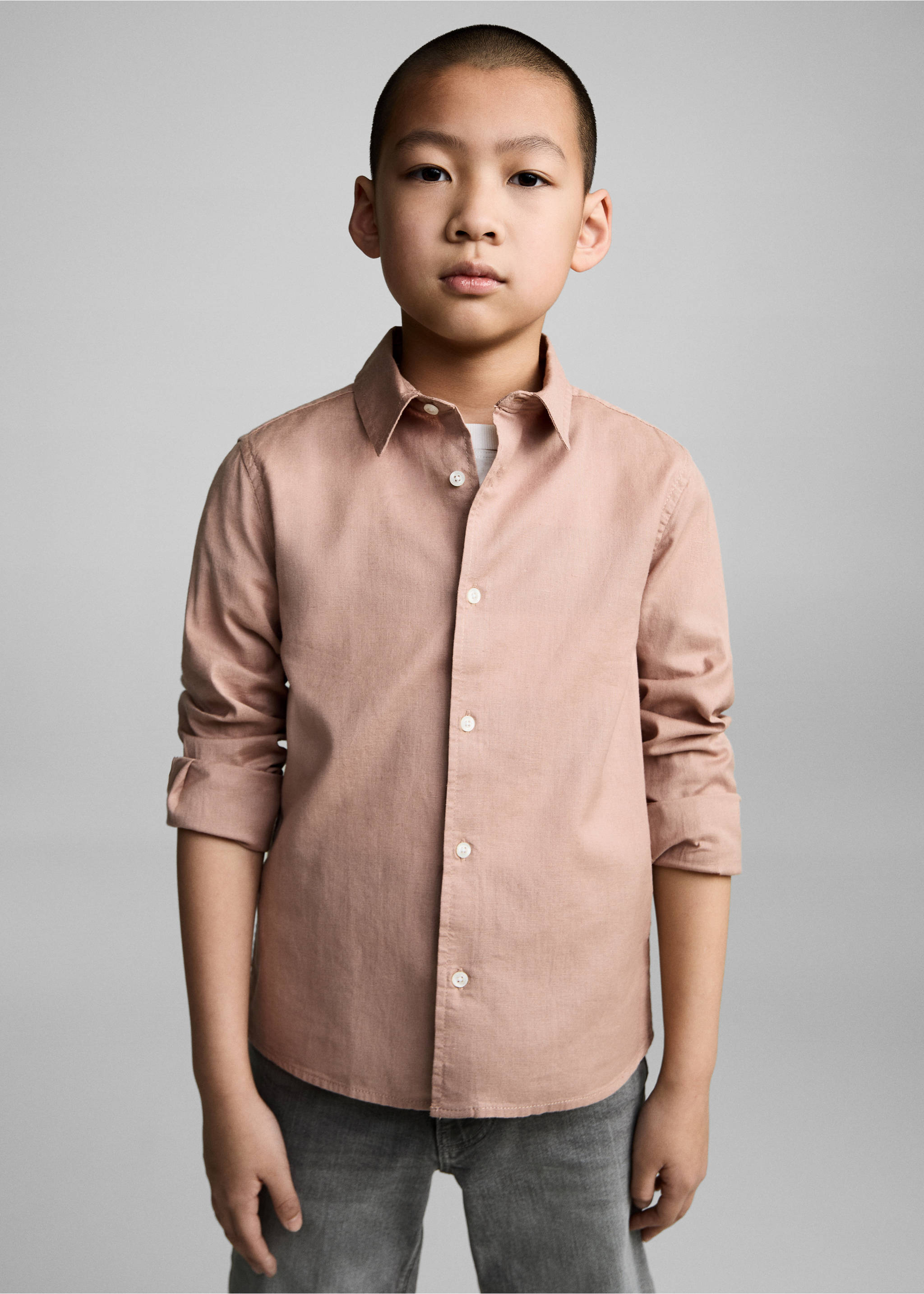 Cotton and linen shirt - Medium plane, Nude. Ref: 87025942-00.