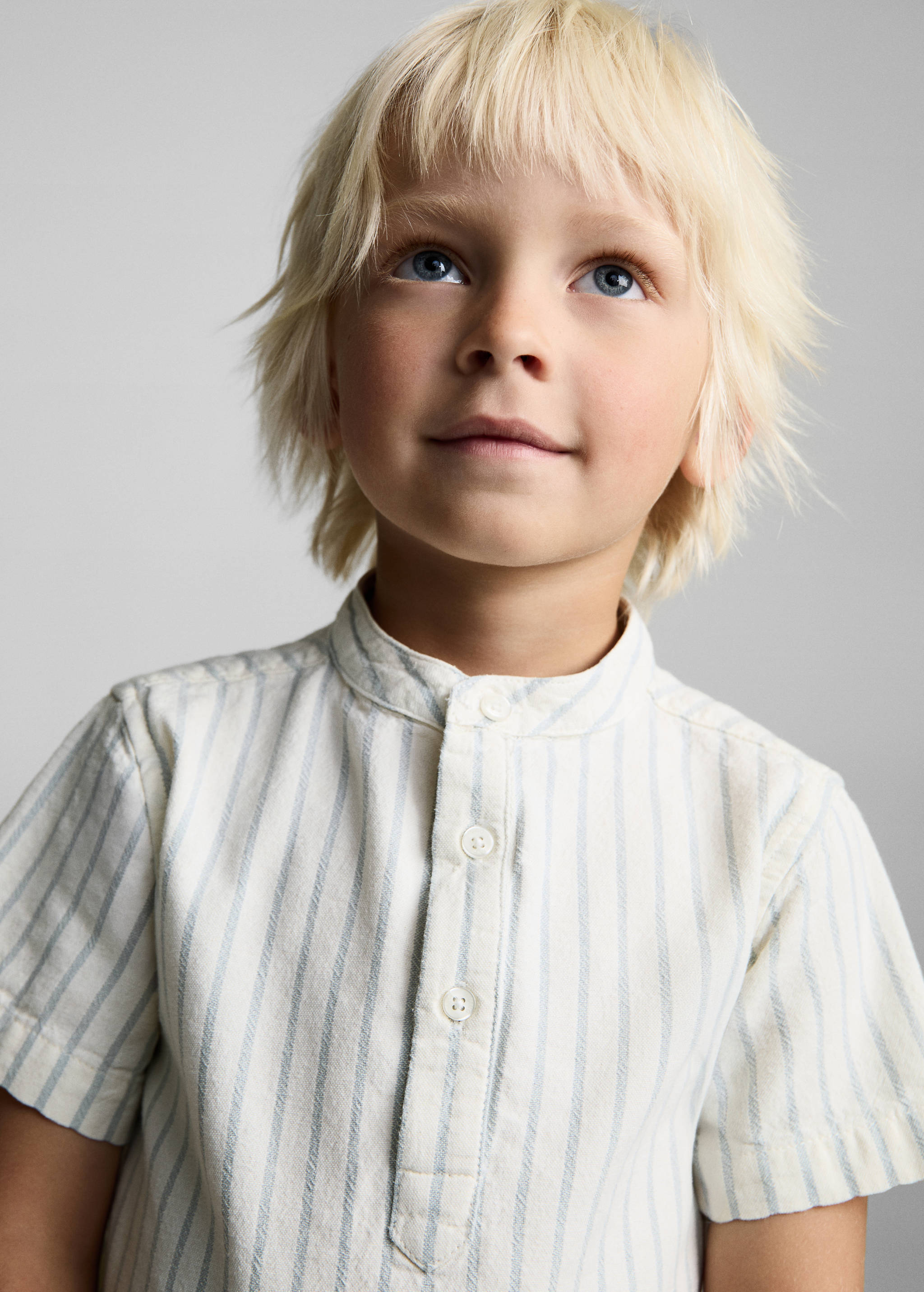 Striped Mao collar shirt - Details of the article 1