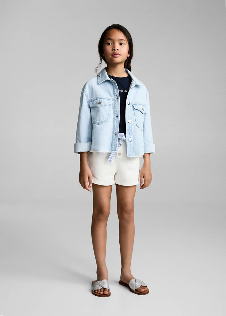 MANGO KIDS - Short en jean naud blanc - 12 - Fille