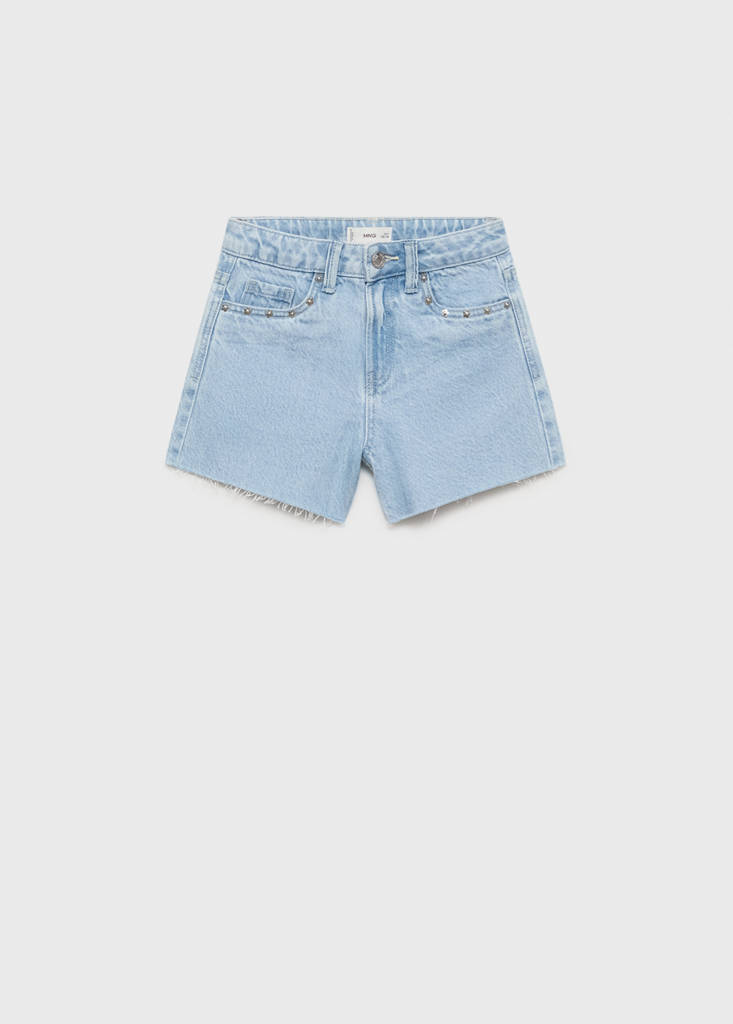 Studded denim shorts — Light Blue