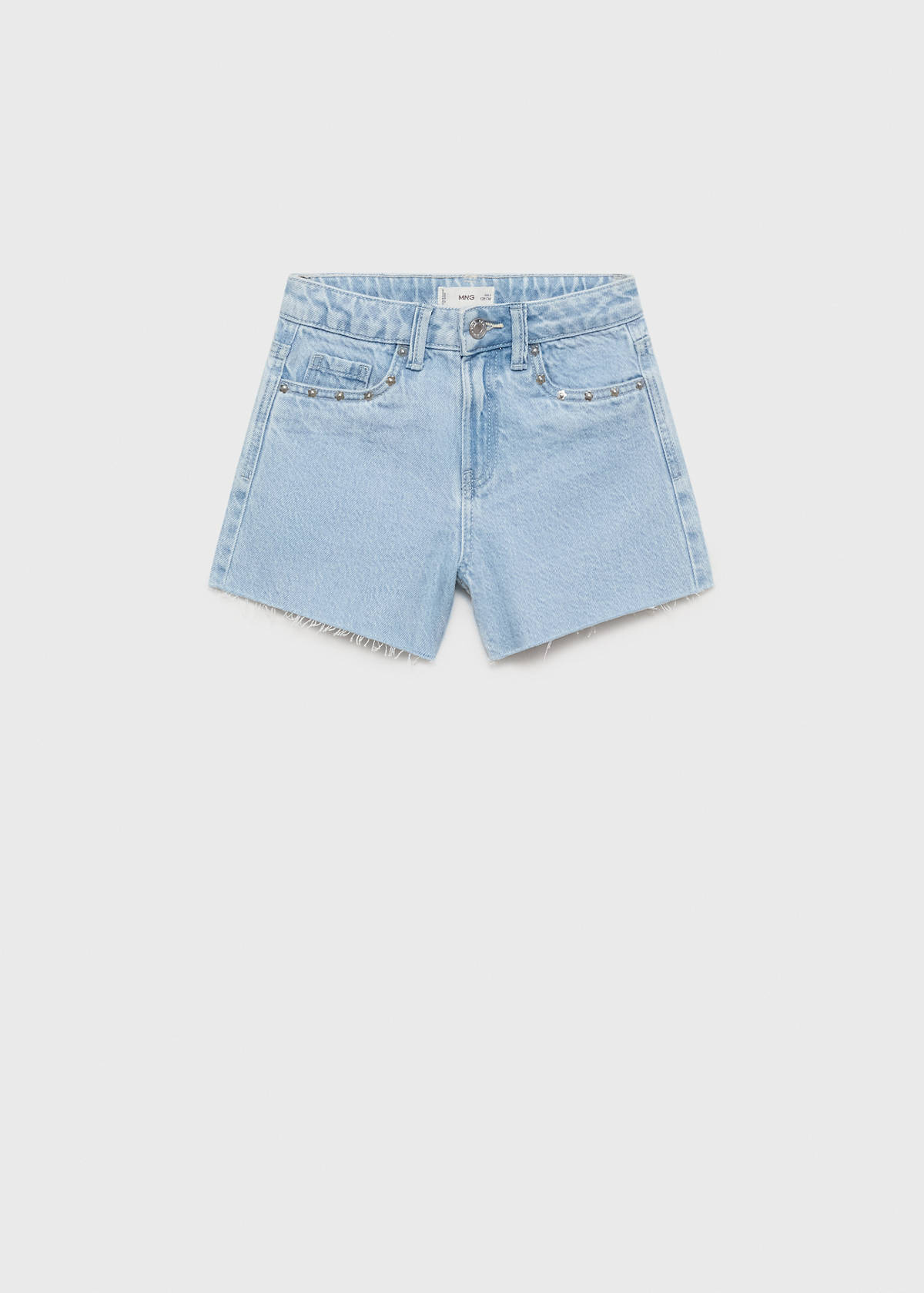 Studded denim shorts — Light Blue