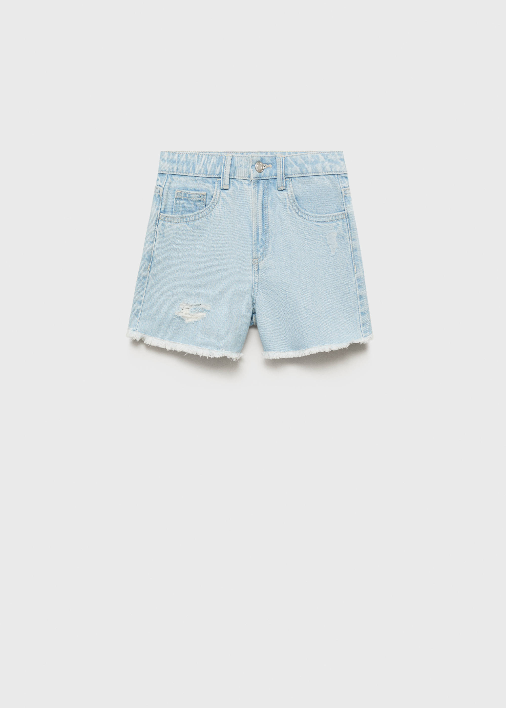 Denim shorts with frayed hem - Article without model