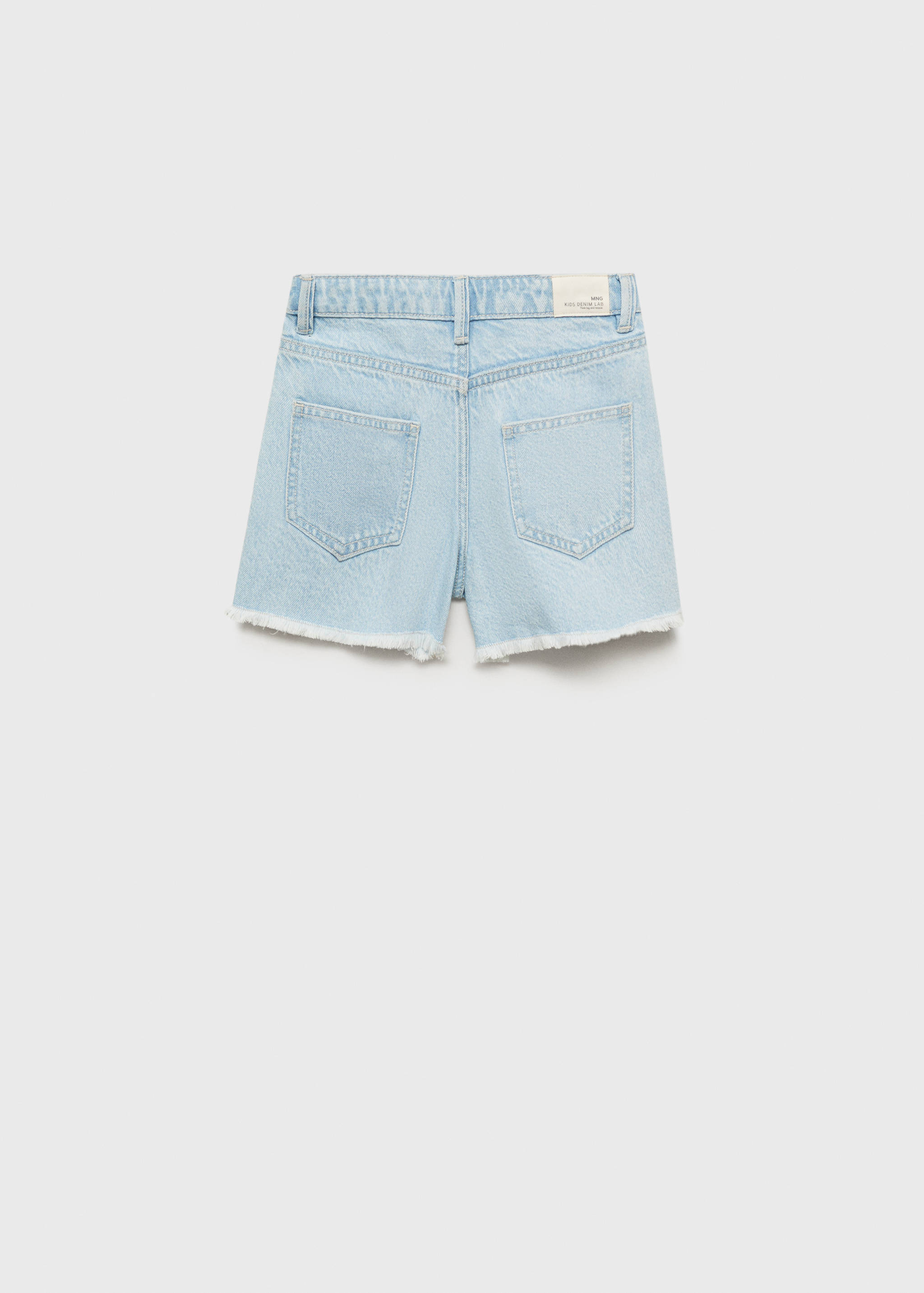 Denim shorts with frayed hem - Reverse of the article