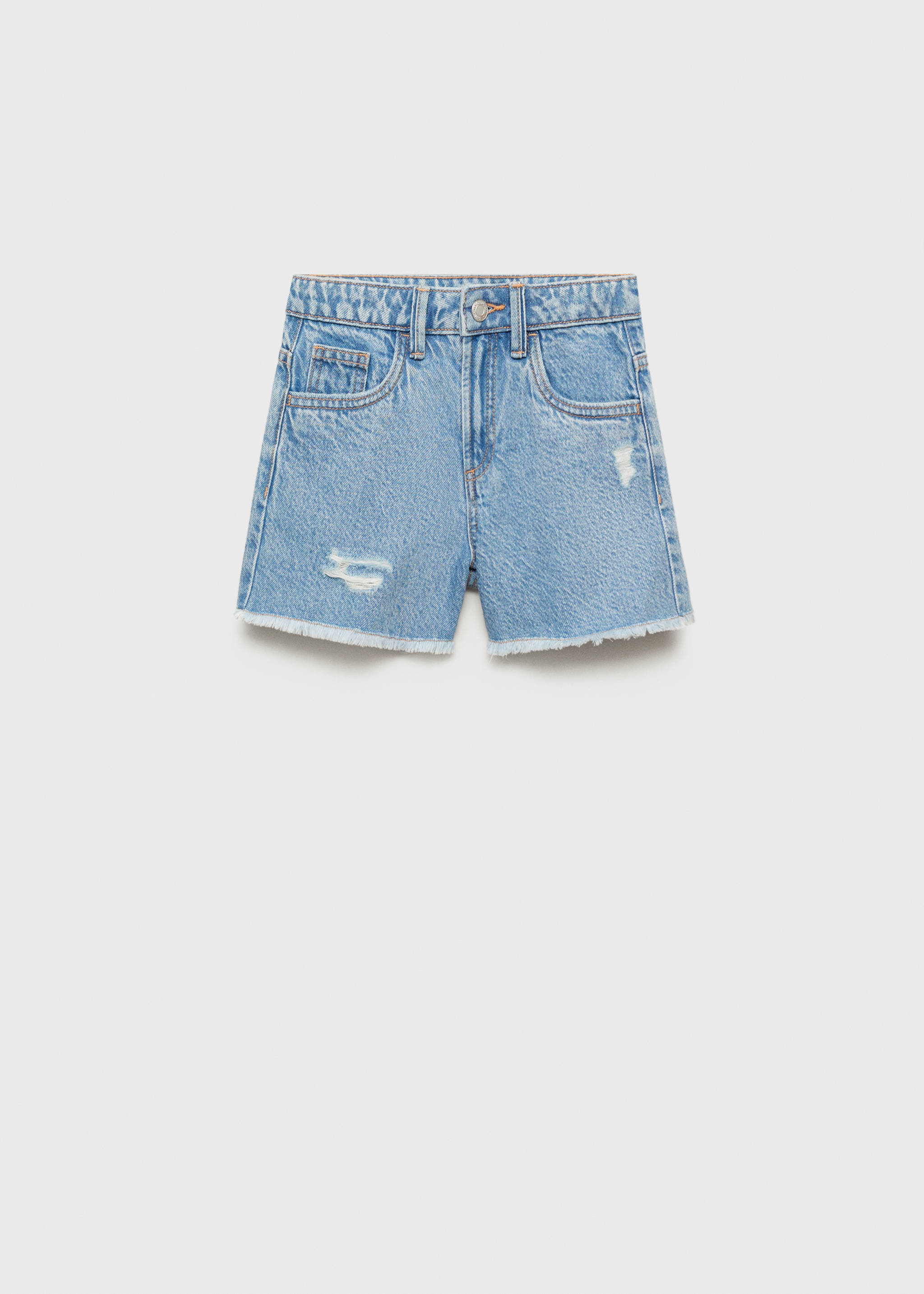 Denim shorts with frayed hem - Article without model