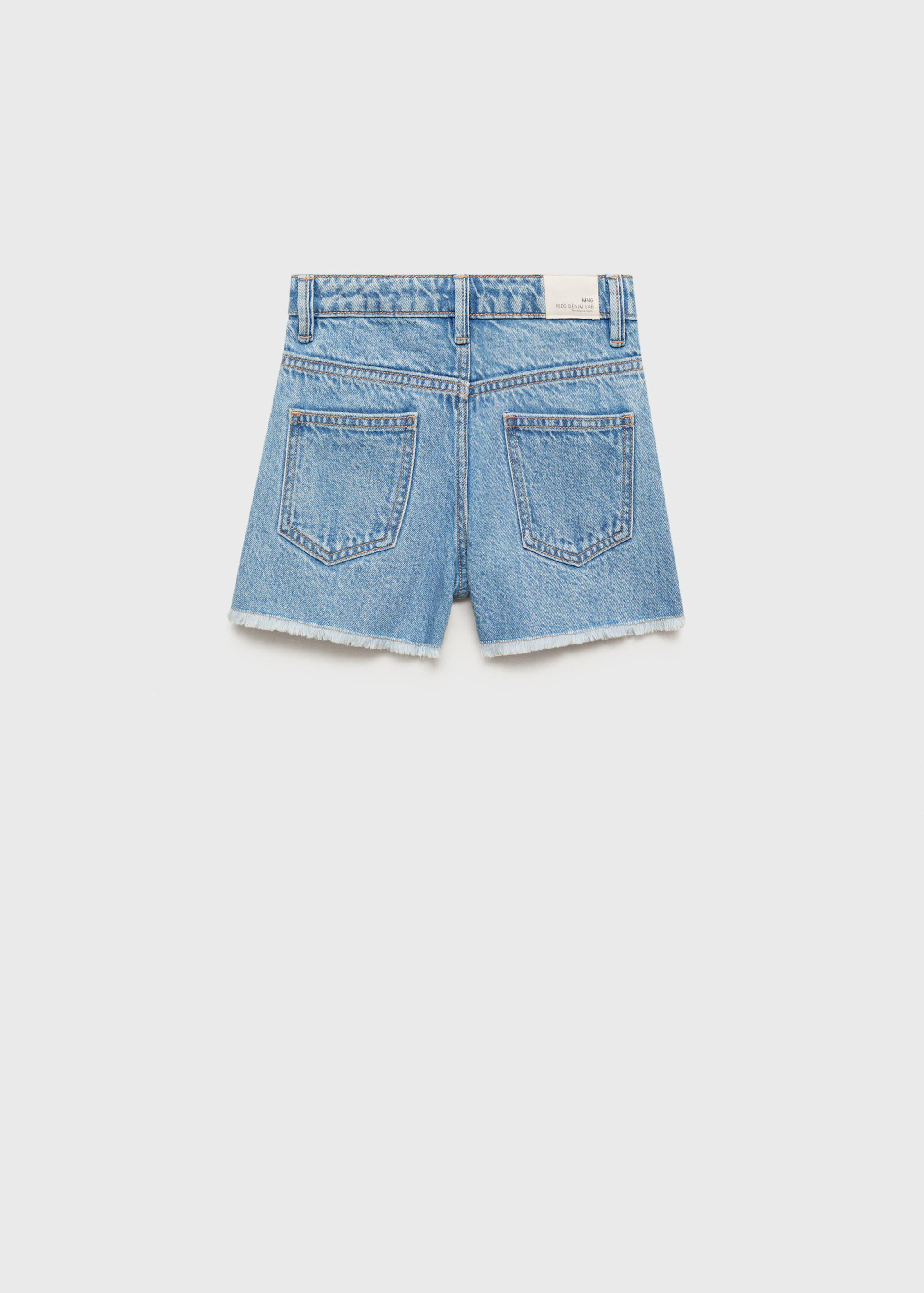 Denim shorts with frayed hem - Reverse of the article