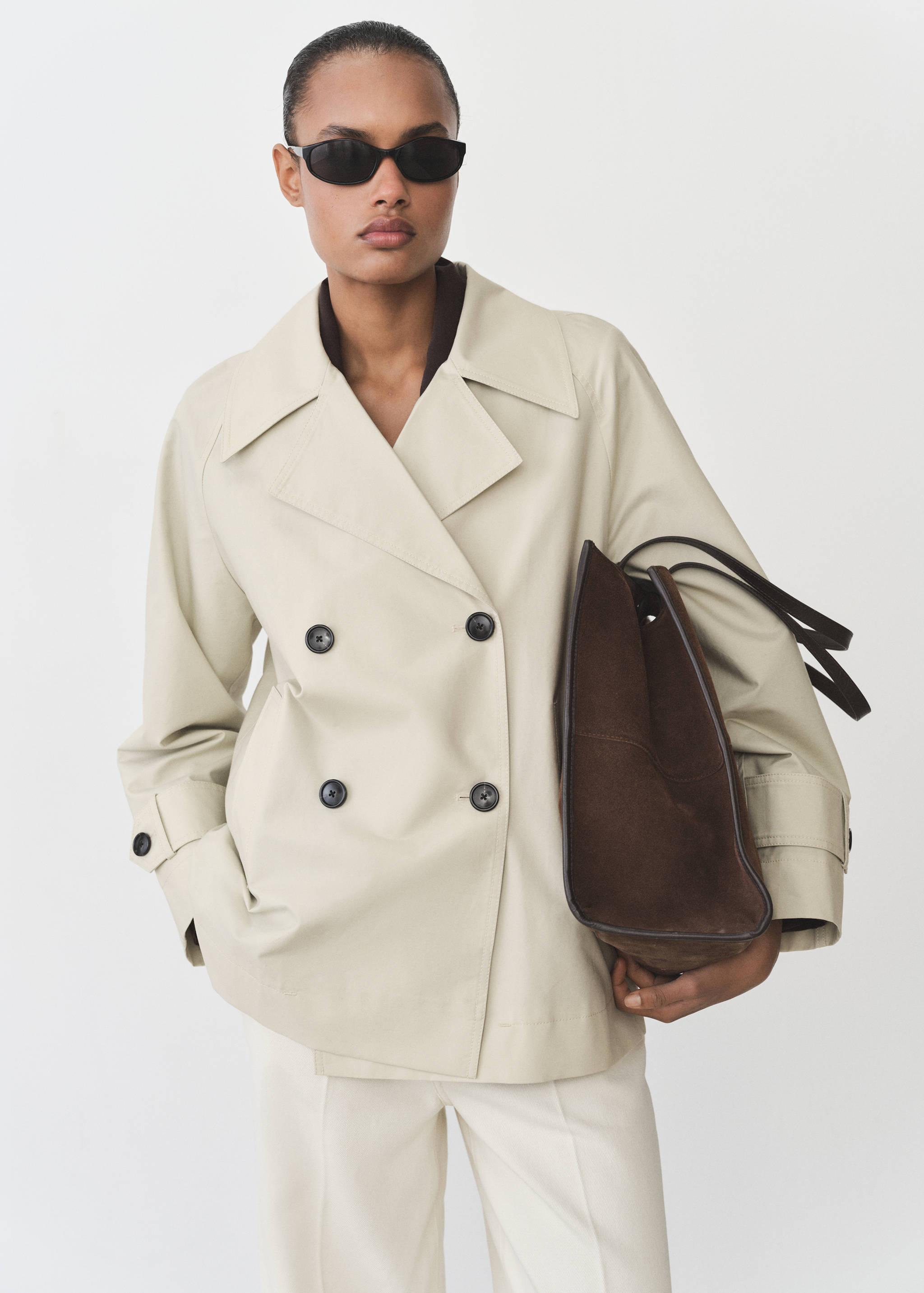 Short double-breasted trench coat - Medium plane