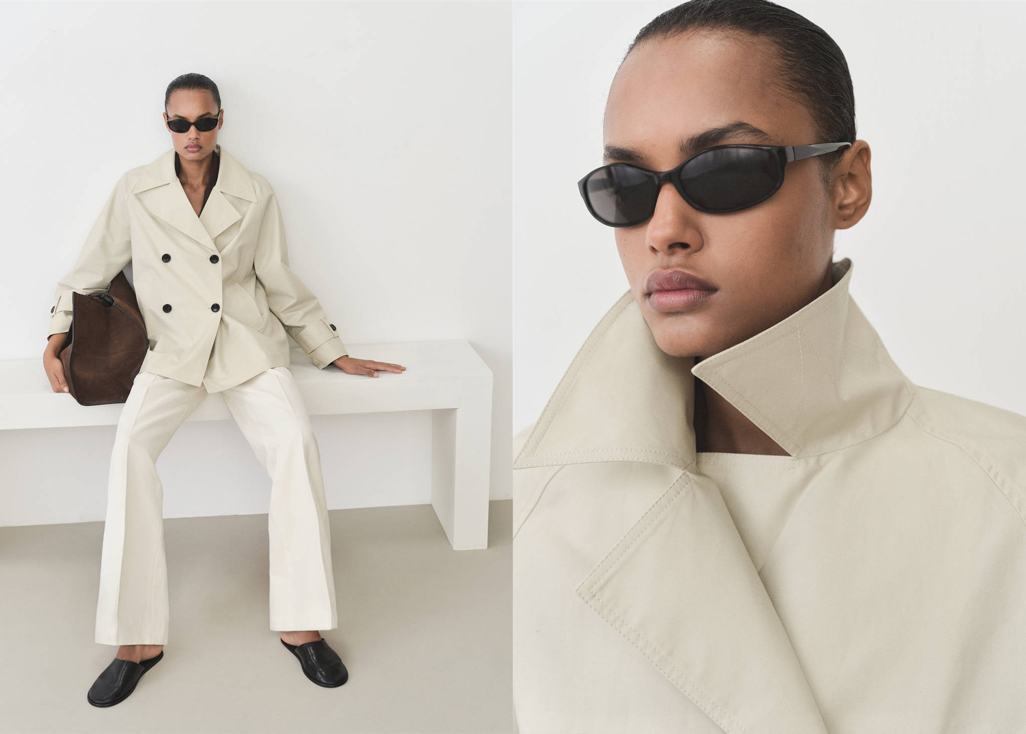 Short double-breasted trench coat - Panoramic plane
