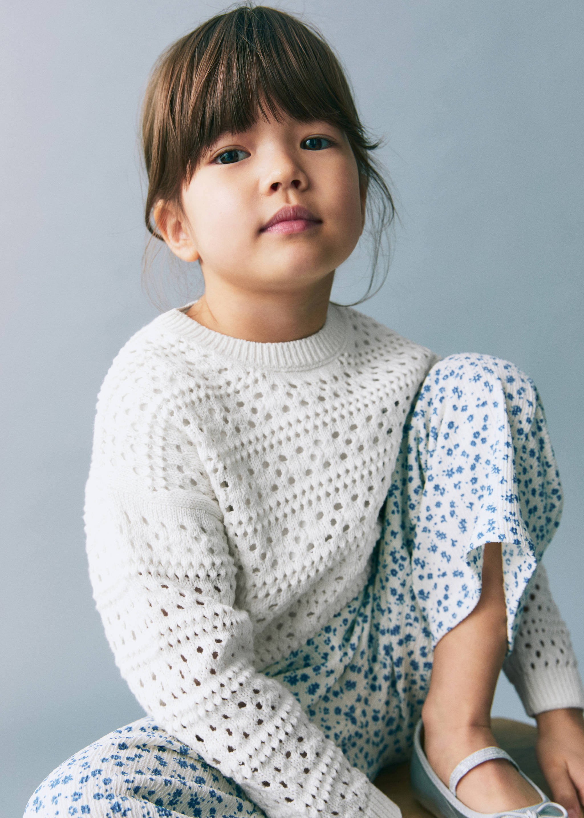 Cotton sweater with lace accents - General plane