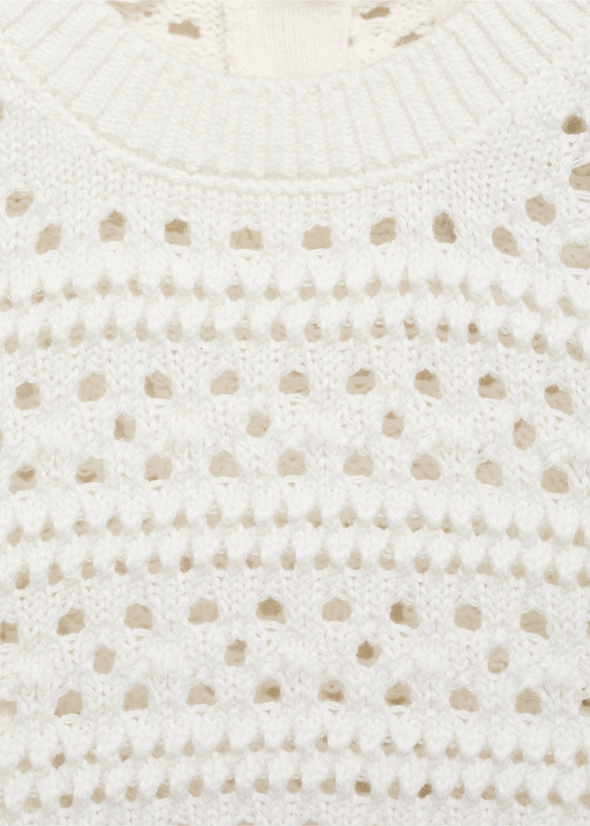 Cotton sweater with lace accents - Details of the article 8, White. Ref: 87025952-00.