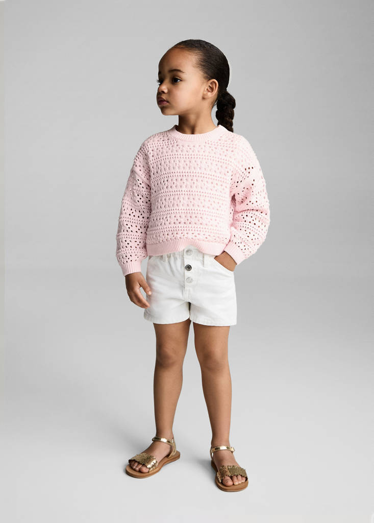 Openwork cotton sweater — Pastel Pink