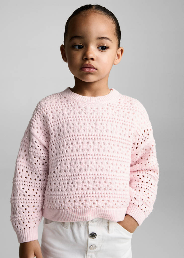 Openwork cotton sweater — Pastel Pink