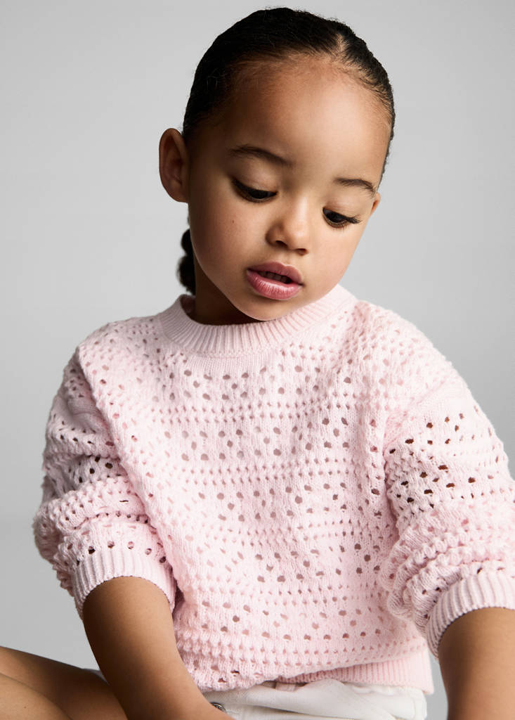 Openwork cotton sweater — Pastel Pink