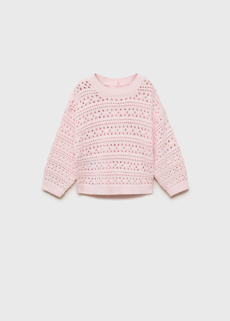 Openwork cotton sweater — Pastel Pink