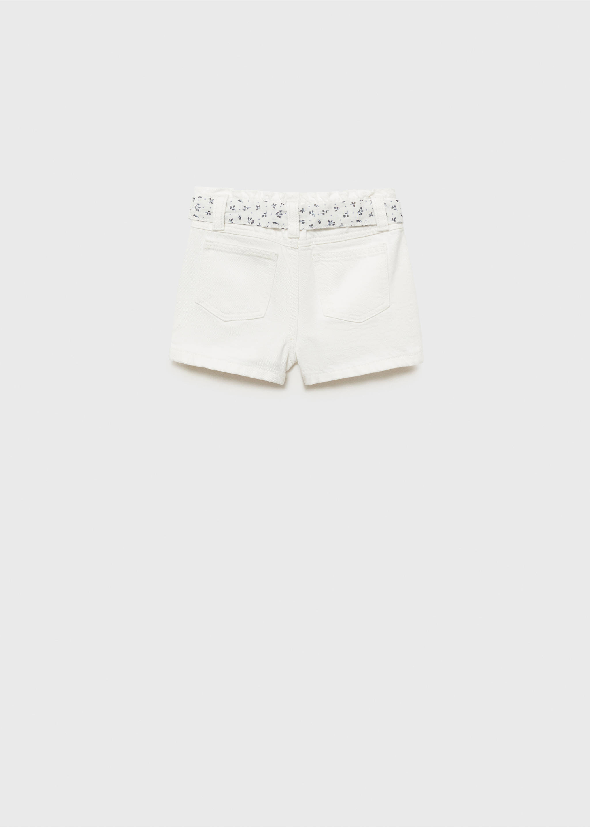 Denim shorts with belt - Reverse of the article, White. Ref: 87025955-00.