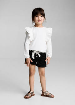 Denim shorts with belt — Black denim 2