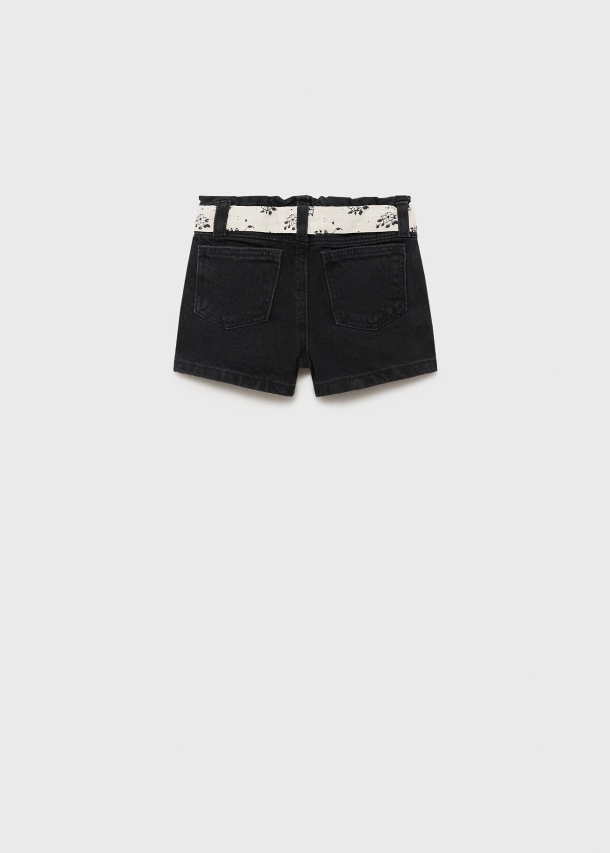 Denim shorts with belt — Black denim