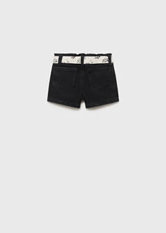 Denim shorts with belt — Black denim 6
