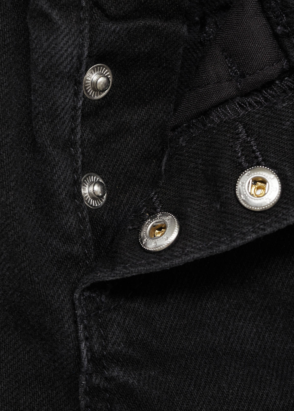 Denim shorts with belt — Black denim