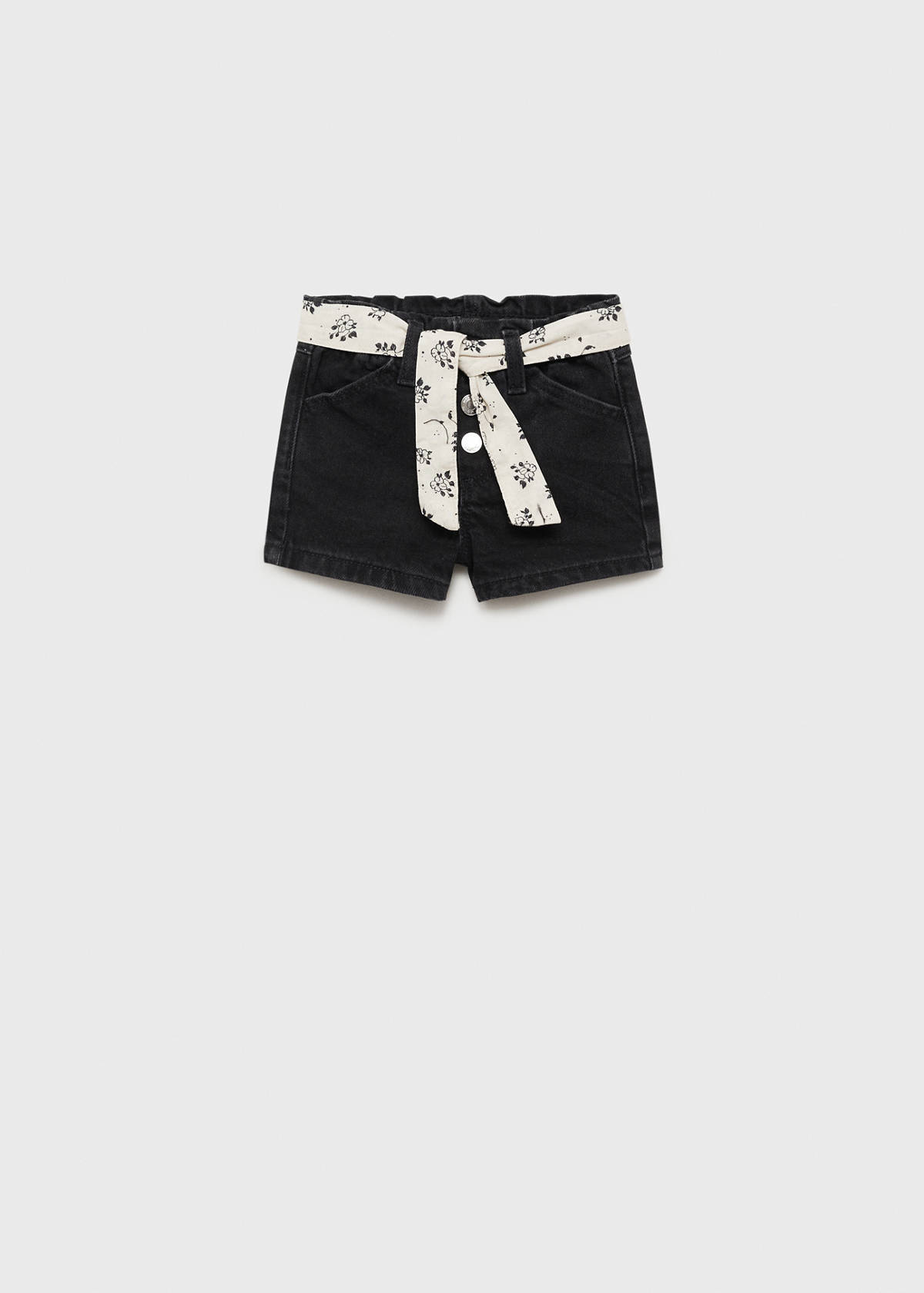Denim shorts with belt — Black denim