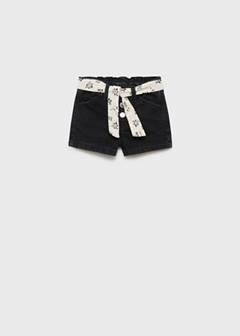 Denim shorts with belt — Black denim 3