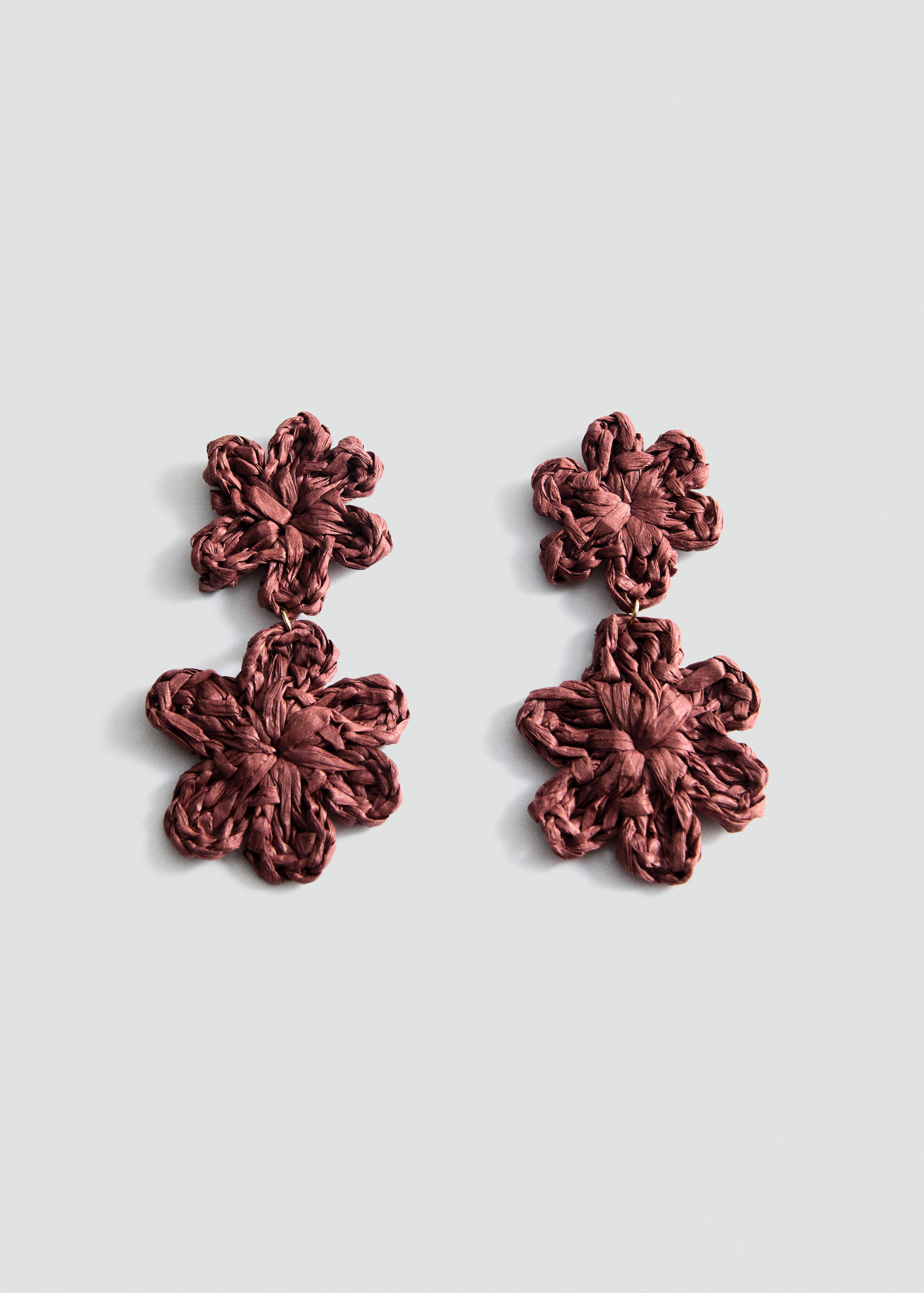 Boucles d'oreilles fleurs raphia - Article sans modèle