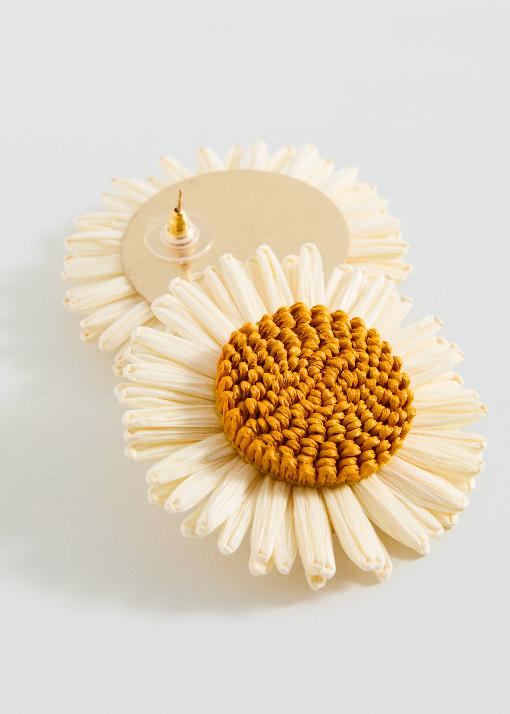 Flowers raffia earrings - Medium plane