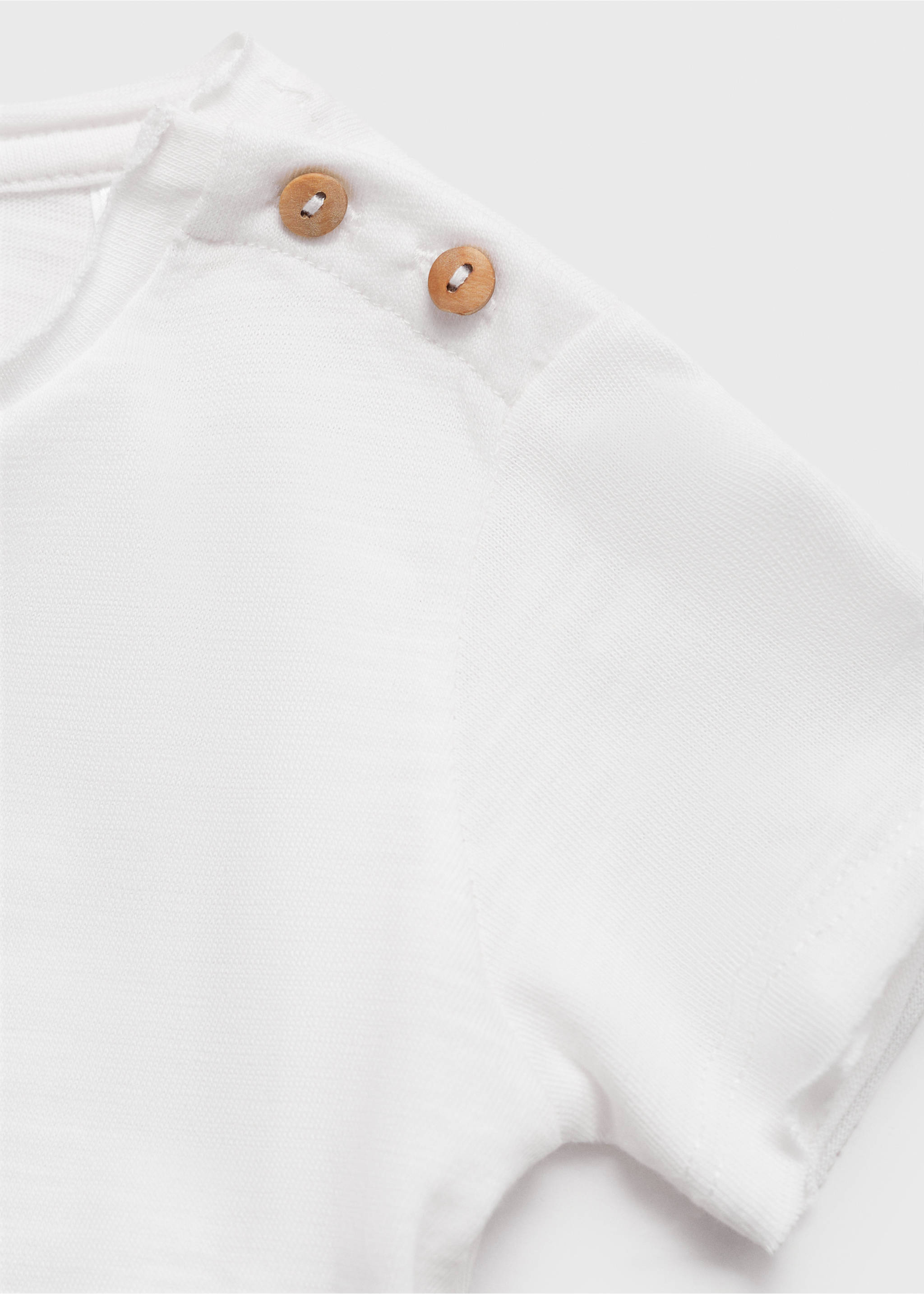 Buttoned cotton T-shirt - Details of the article 8, White. Ref: 87025977-00.