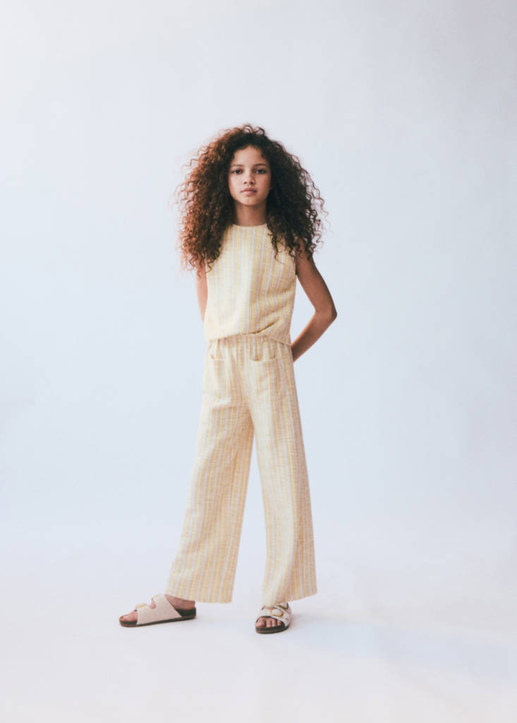Textured striped T-shirt — Pastel Yellow