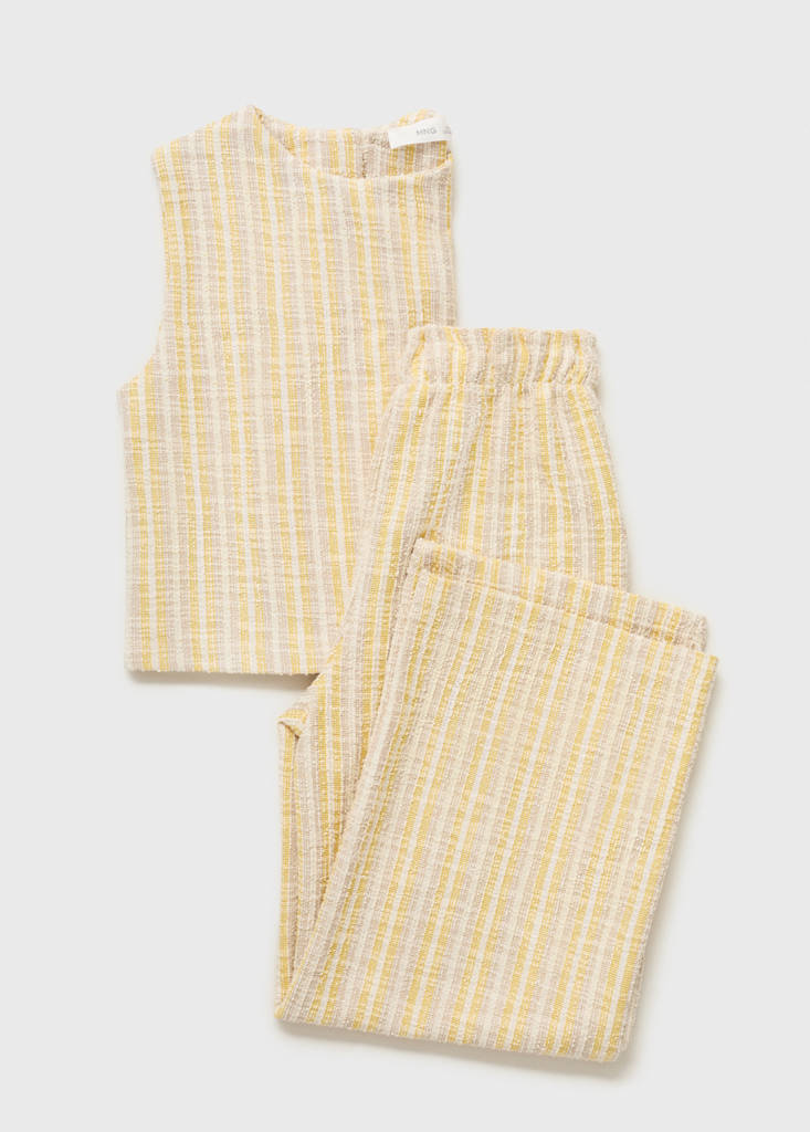 Textured striped T-shirt — Pastel Yellow