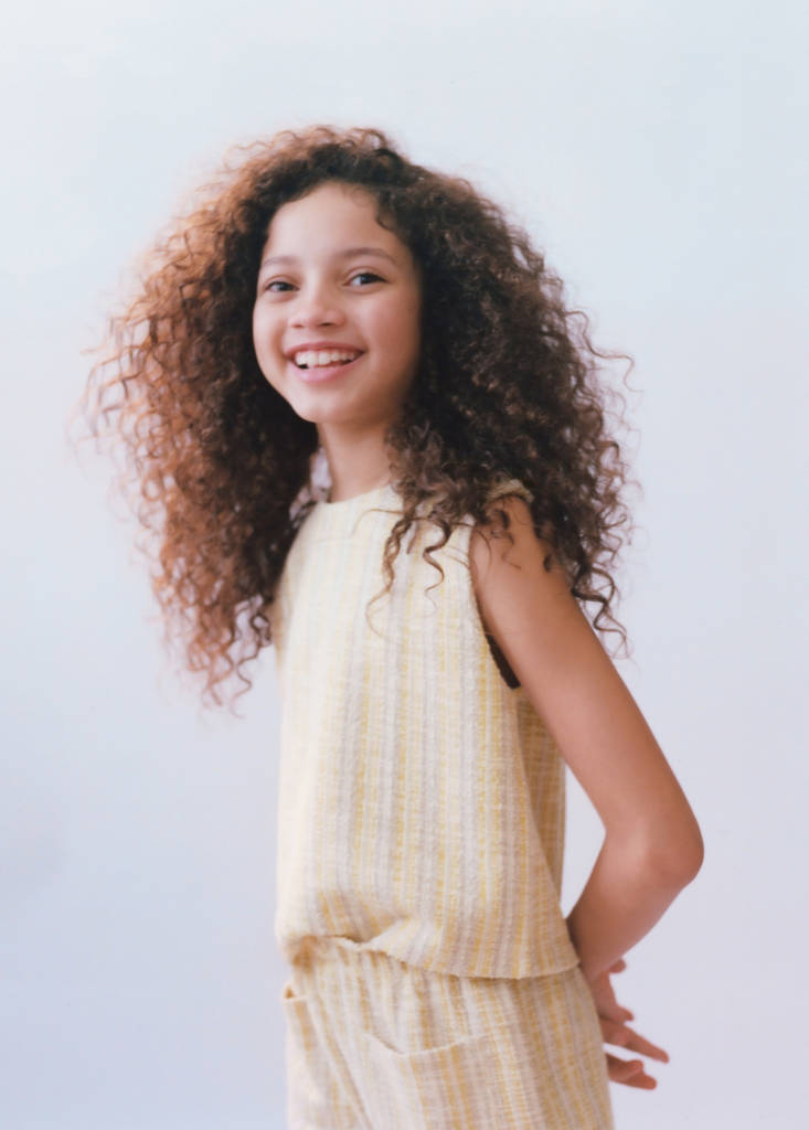 Textured striped T-shirt — Pastel Yellow